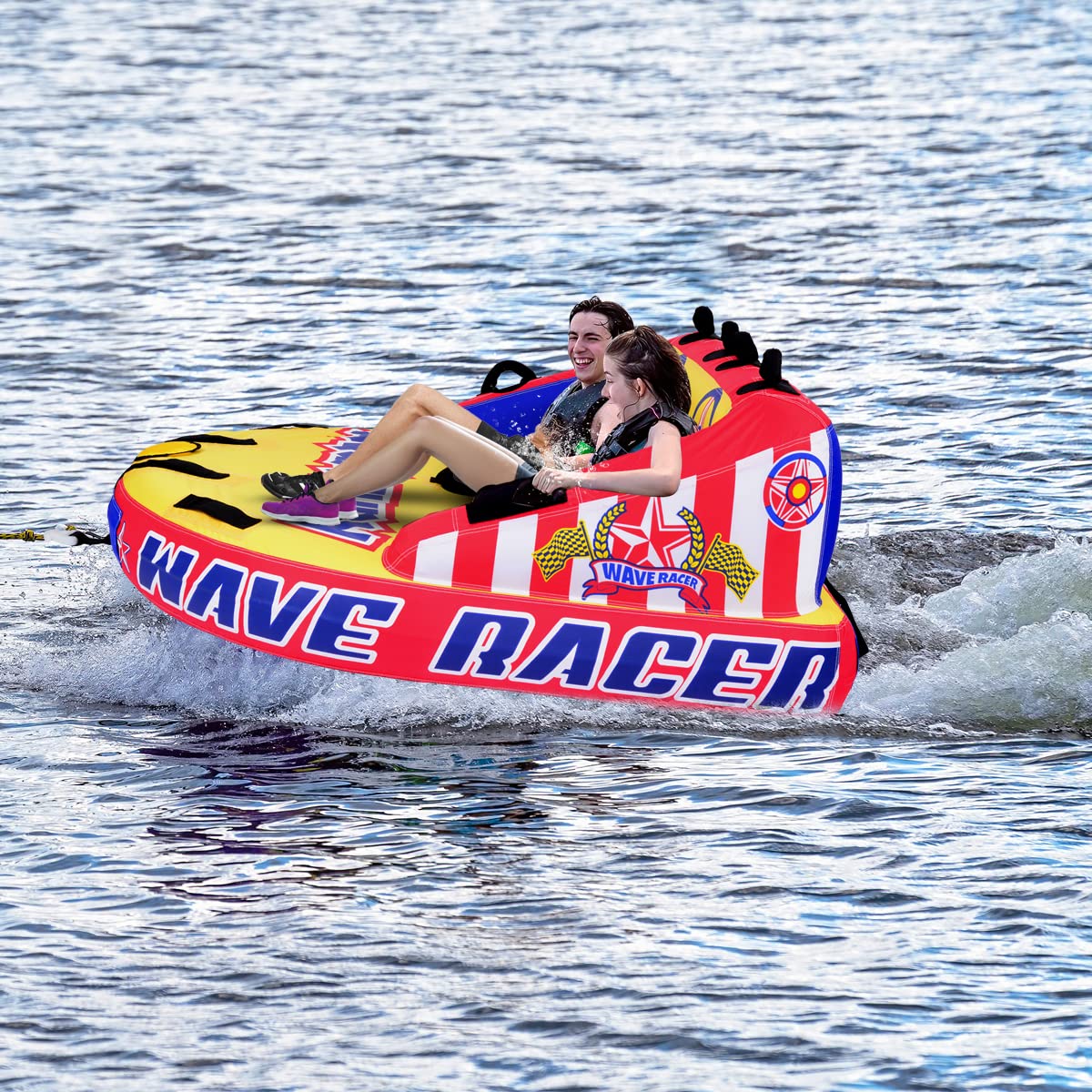 Best Inflatable Towable Tubes for Boating & Water Sports - Heavy Duty Boat Tube with Full Nylon Cover - Perfect for Lake, River & Ocean Tubing Fun with Friends & Family