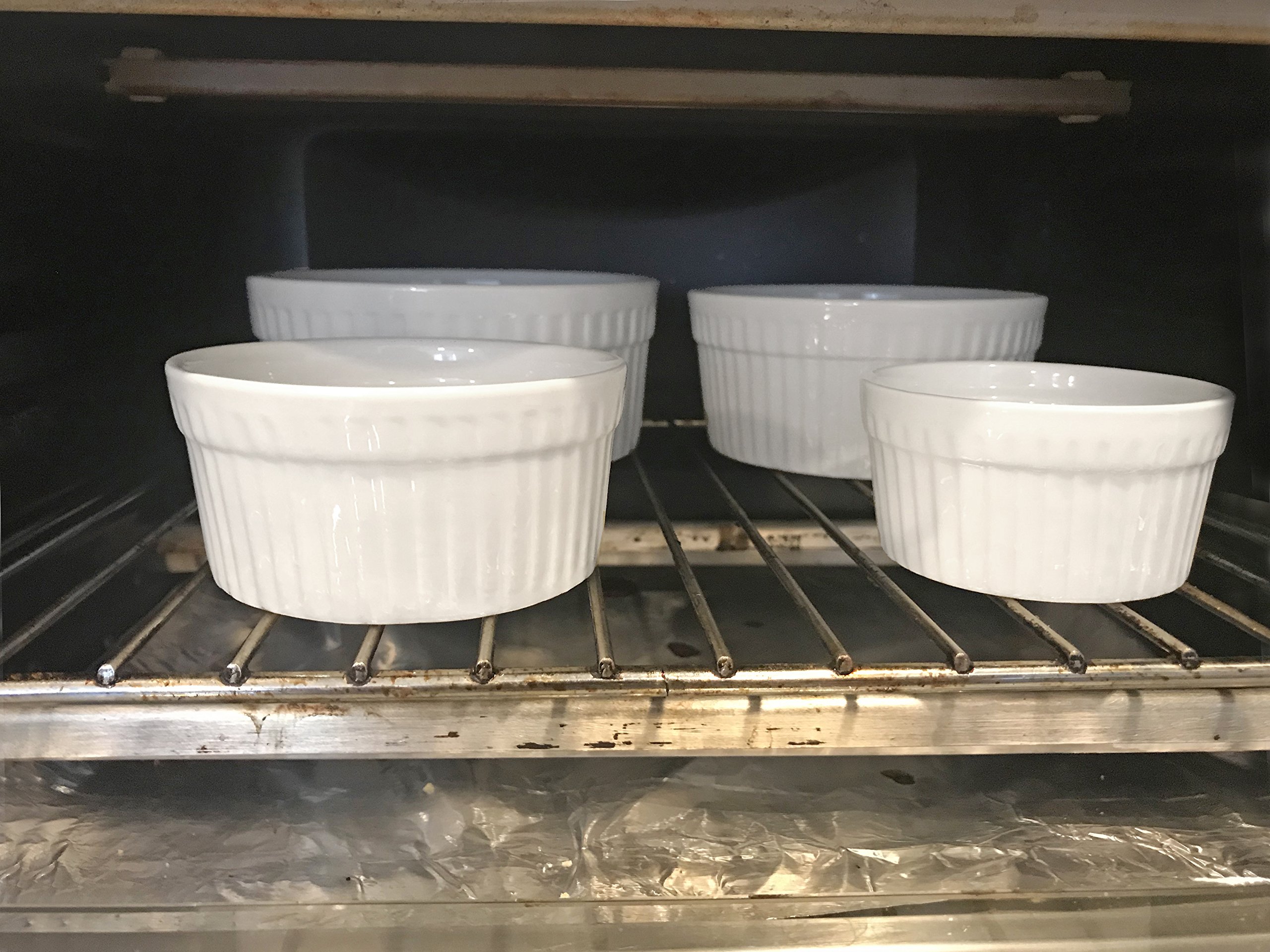 6-Piece Ceramic Ramekin Set - Non-Toxic White Porcelain Custard Cups, Oven-Safe Baking Dishes for Desserts, Dips & Snacks (3 oz) - Perfect for Creme Brulee, Souffles & Party Appetizers