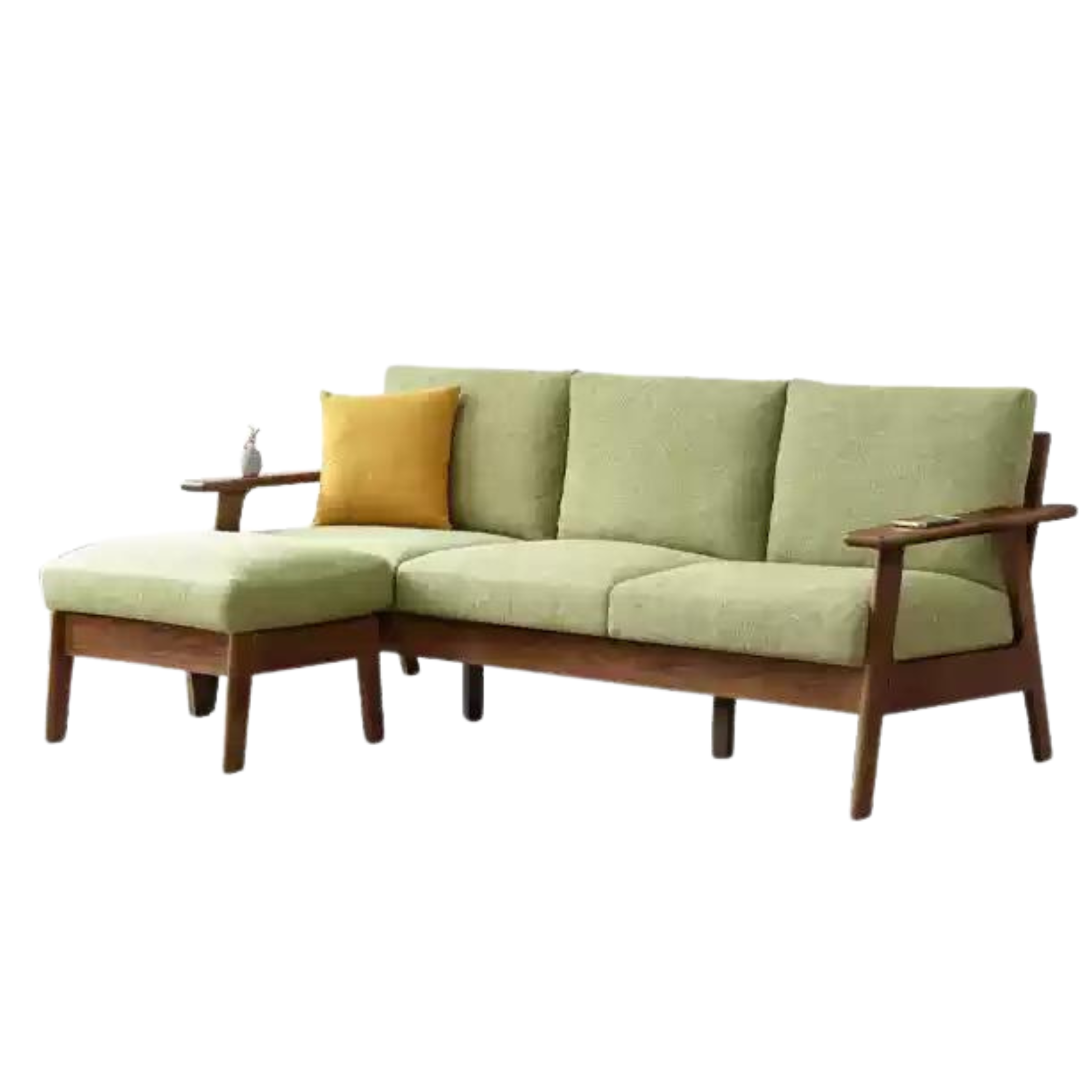 Premium Oak Solid Wood Sofa with Soft Fabric Cushions - Durable Modern Living Room Furniture for Home & Office Comfort