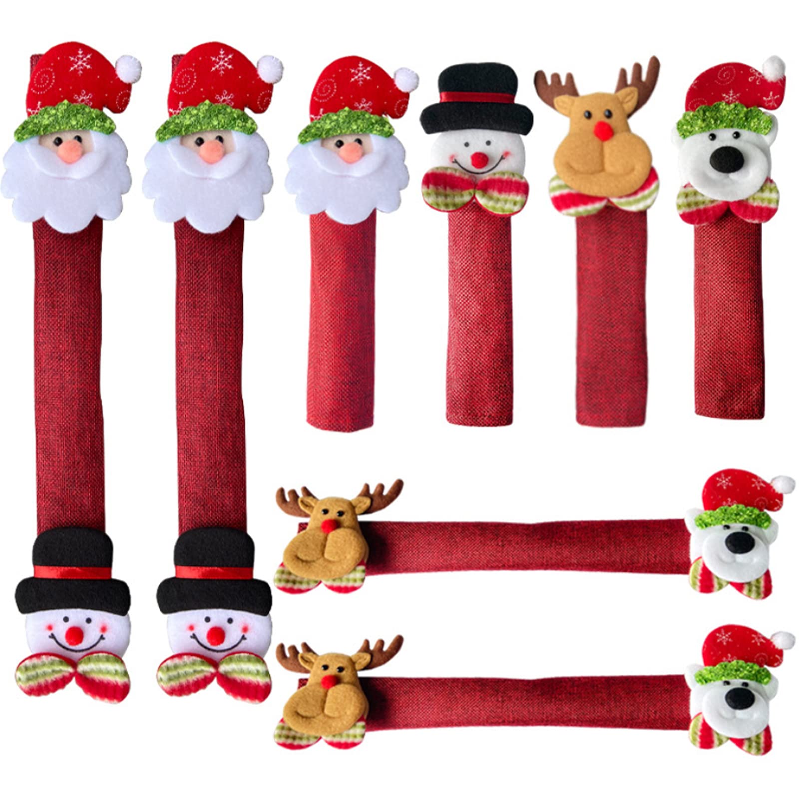 Mokyler 8-Pack Christmas Refrigerator Door Handle Covers - Santa Snowman Reindeer Bear Kitchen Appliance Protectors for Microwave Oven & Fridge - Holiday Decor for Home, Party & Gift Giving