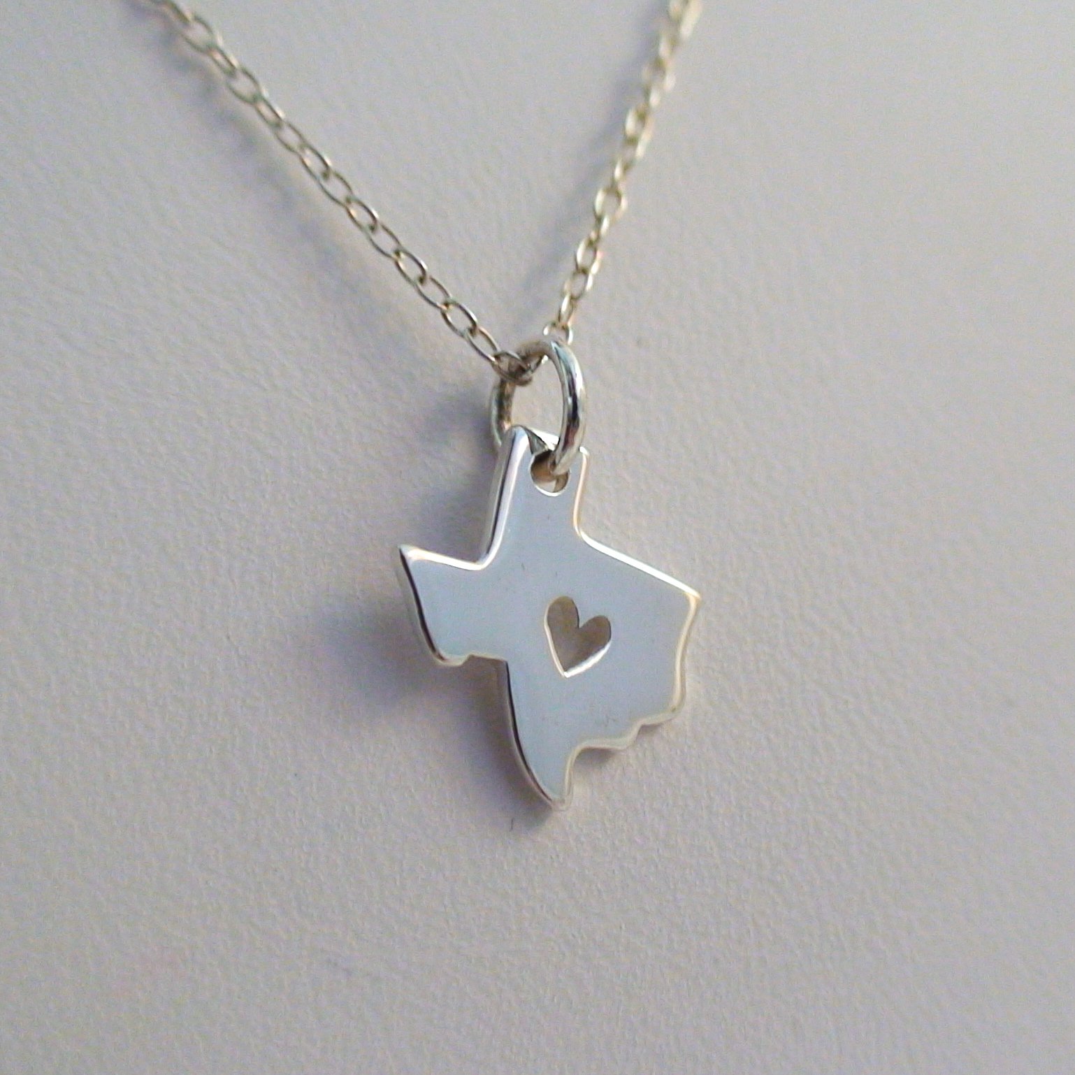 Texas State Heart Charm Necklace - 18 Inch Sterling Silver Pendant for Women | Perfect for Gifts, Anniversaries & Texas Pride