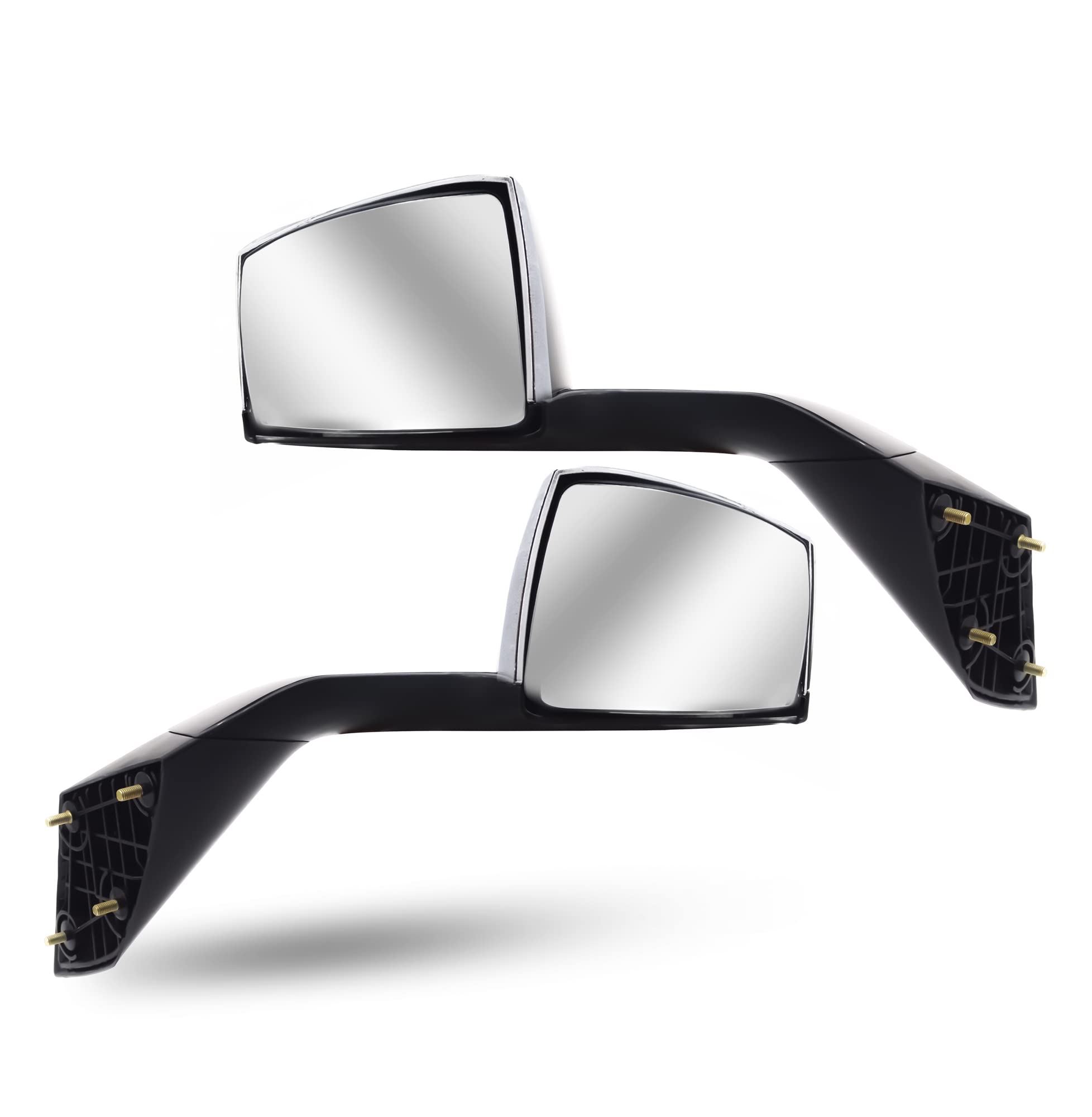 TORQUE Chrome Hood Mirror Replacement for 2004-2017 Volvo VNL Semi Trucks - Left (LHD) & Right (RHD) Side with Mounting Plates (TR009-L/TR009-R) - Perfect for Improved Visibility and Safety While Driving