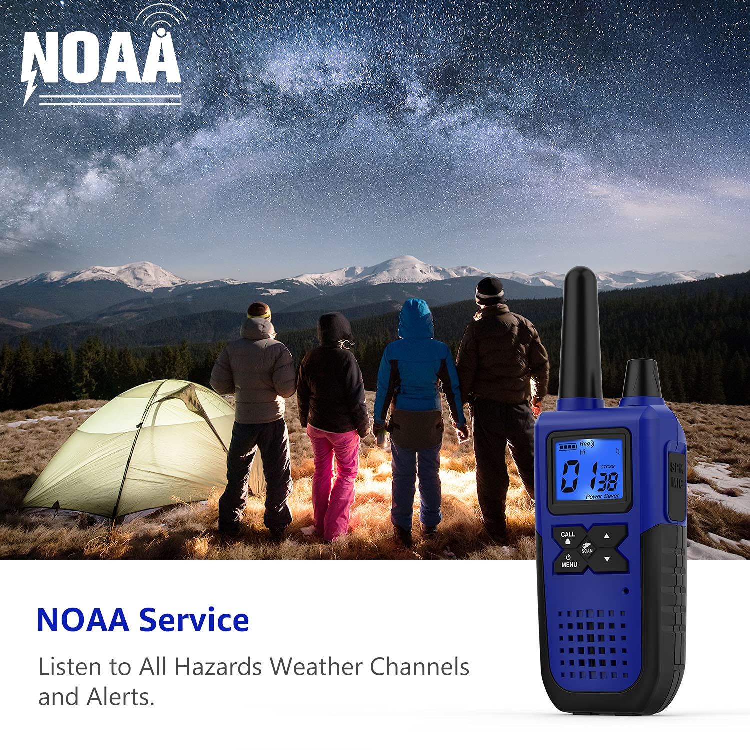 Long Range Walkie Talkies for Adults - 6 Pack Rechargeable Two Way Radios with Earpiece Mic, USB Charger & NOAA Weather Alert - Perfect for Hiking, Camping, Outdoor Adventures and Family Communication