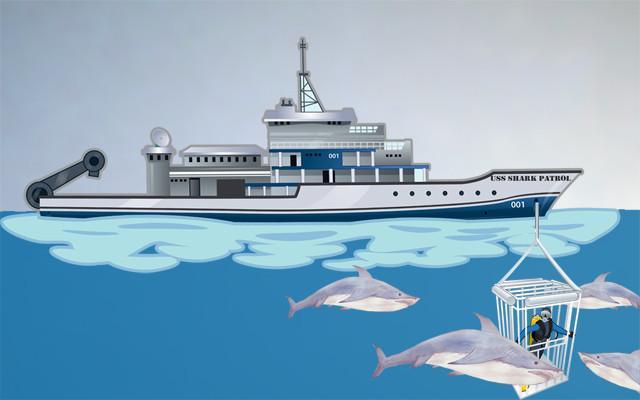 Shark Ship & Divers Underwater Mural Wall Decal - Perfect for Kids' Room, Nursery, or Ocean-Themed Decor