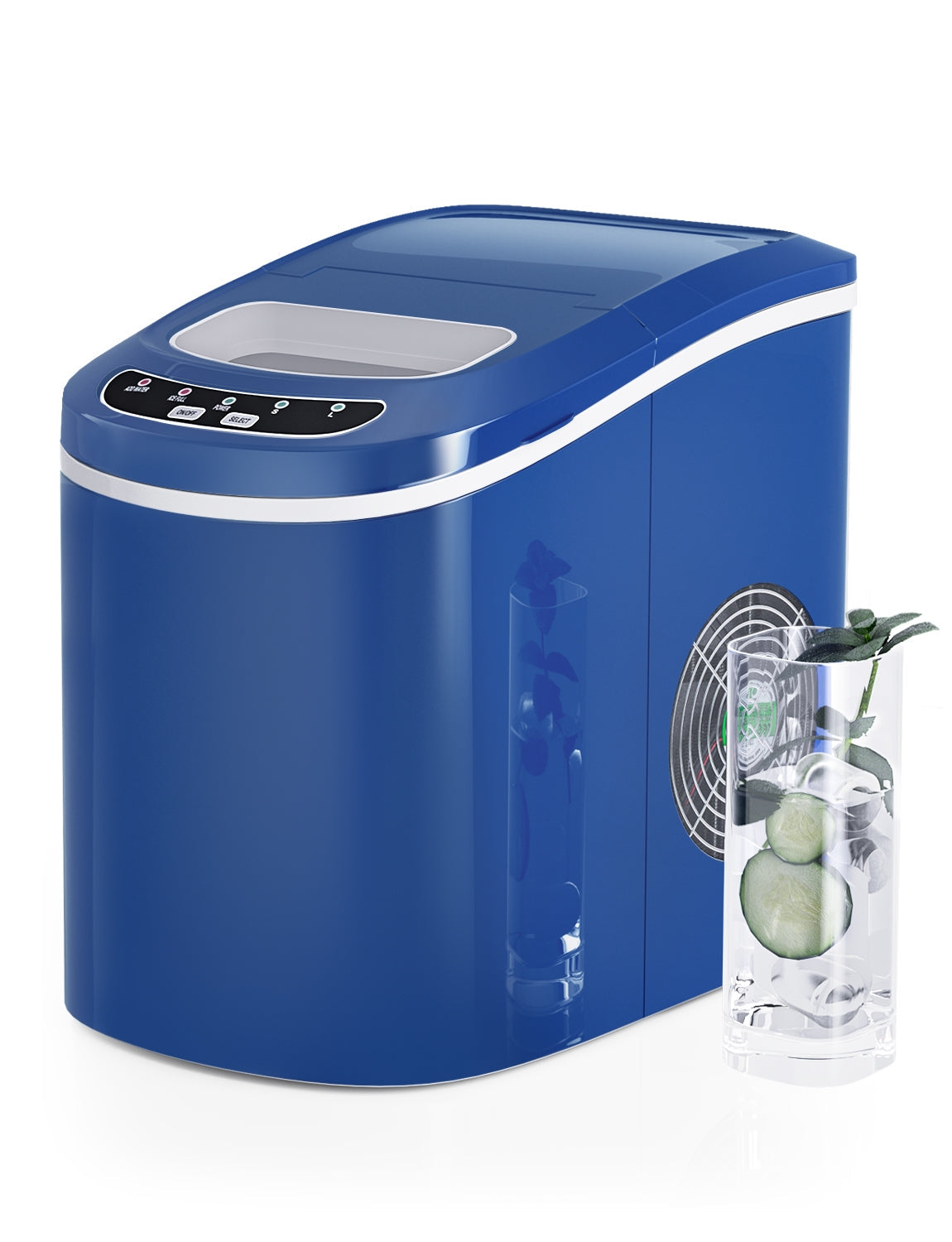 Mini Portable Compact Electric Ice Maker Machine - Fast 26Lbs/24H, Quiet Operation, Perfect for Home, Office, RV & Camping (Navy Blue)