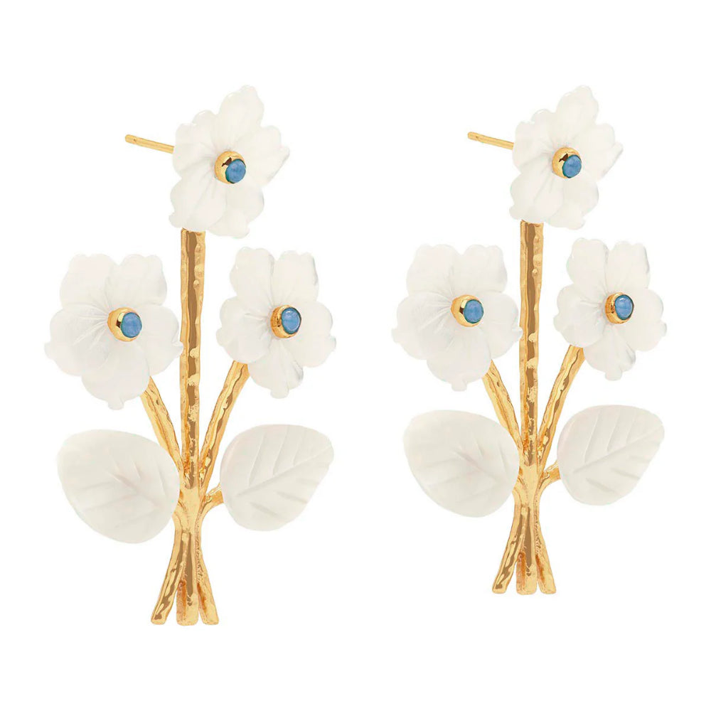 Capucine De Wulf Convertible Mermaid Garden Bouquet Post Earrings - Mother of Pearl & Ocean Jade Jewelry for Women | Wedding, Party, and Special Occasion Accessories