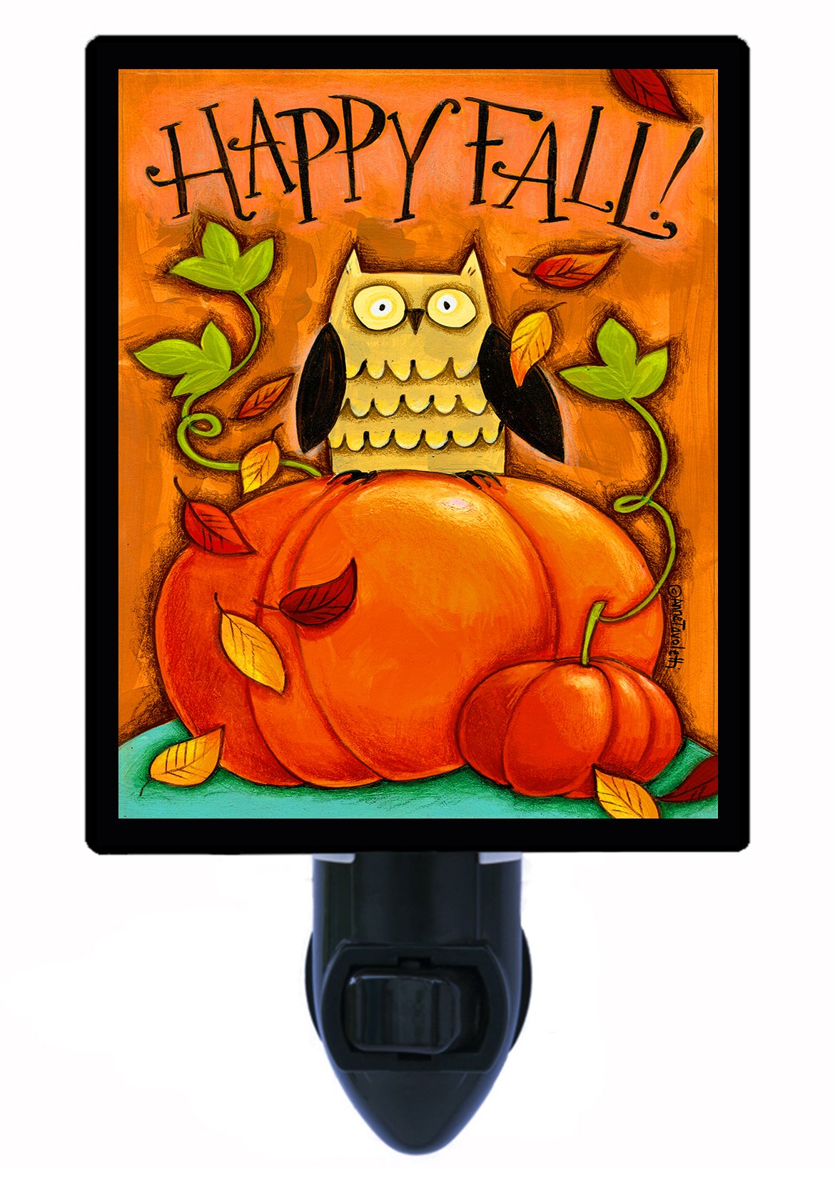 Happy Fall Owl and Pumpkins LED Night Light - Autumn Decor for Bedroom, Nursery, Kids Room - Cozy Seasonal Nightlight for Halloween & Thanksgiving Decorations