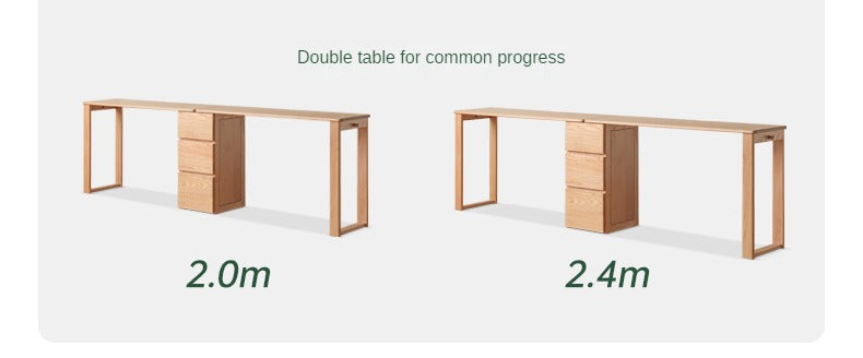Solid Oak Wood Narrow Long Table with Storage Cabinet - Perfect for Small Spaces, Entryways & Home Offices