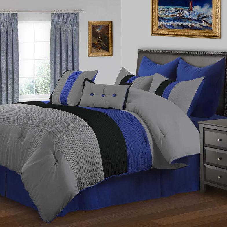 Florence 8-Piece Comforter Set with Shams, Bed Skirt & Pillow Cases - Queen Size Luxury Bedding for Master Bedroom & Guest Room
