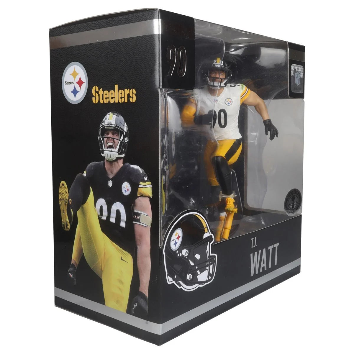 TJ Watt Pittsburgh Steelers NFL 2024 Platinum Chase White Jersey Posed Figure - Collectible Sports Memorabilia for Fans & Game Room Decor