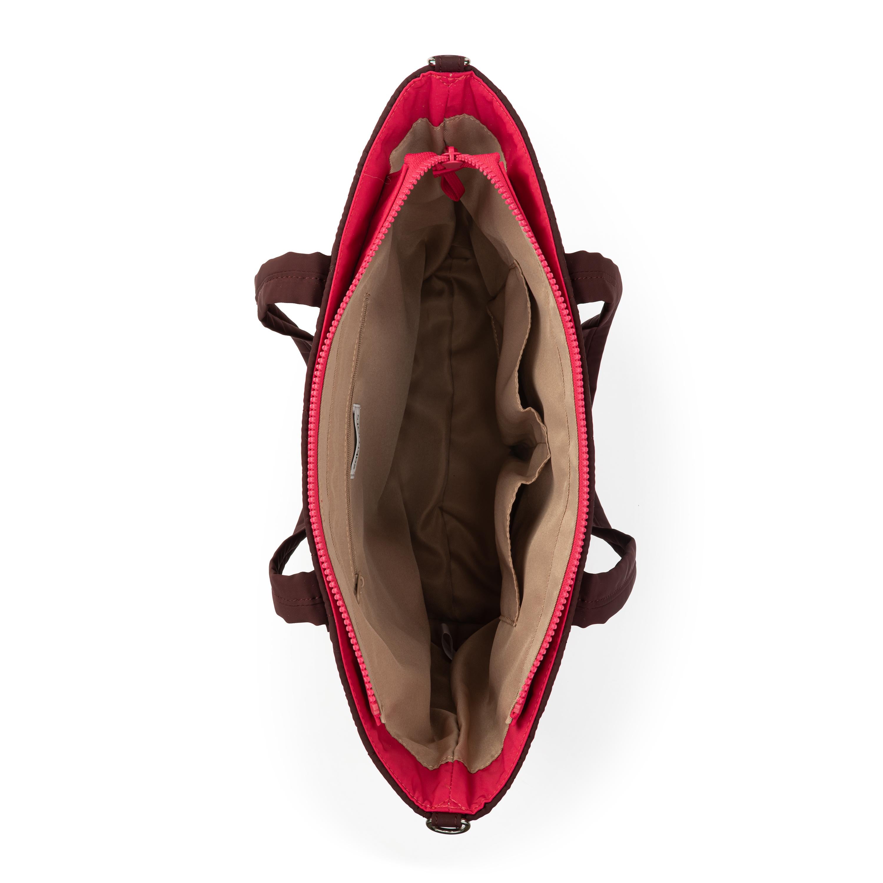Willow Shoulder Tote Bag - Eco-Friendly Twill Fabric in Black Cherry Color - Woven Quilted Design - Perfect for Work, Travel & Everyday Use