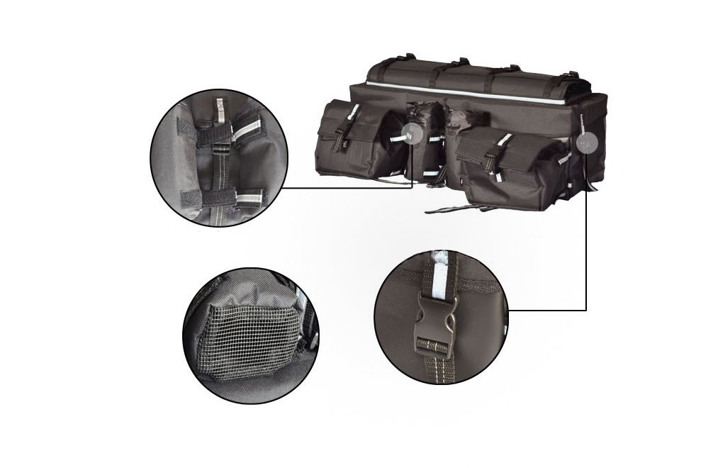 OHMOTOR Waterproof ATV Cargo Bag - 600D Heavy Duty Rear Rack Storage Bag with Bungee Tie-Downs, Padded Bottom & Multiple Compartments for ATV, UTV, Motorcycle Gear - Perfect for Camping, Hunting & Off-Road Adventures