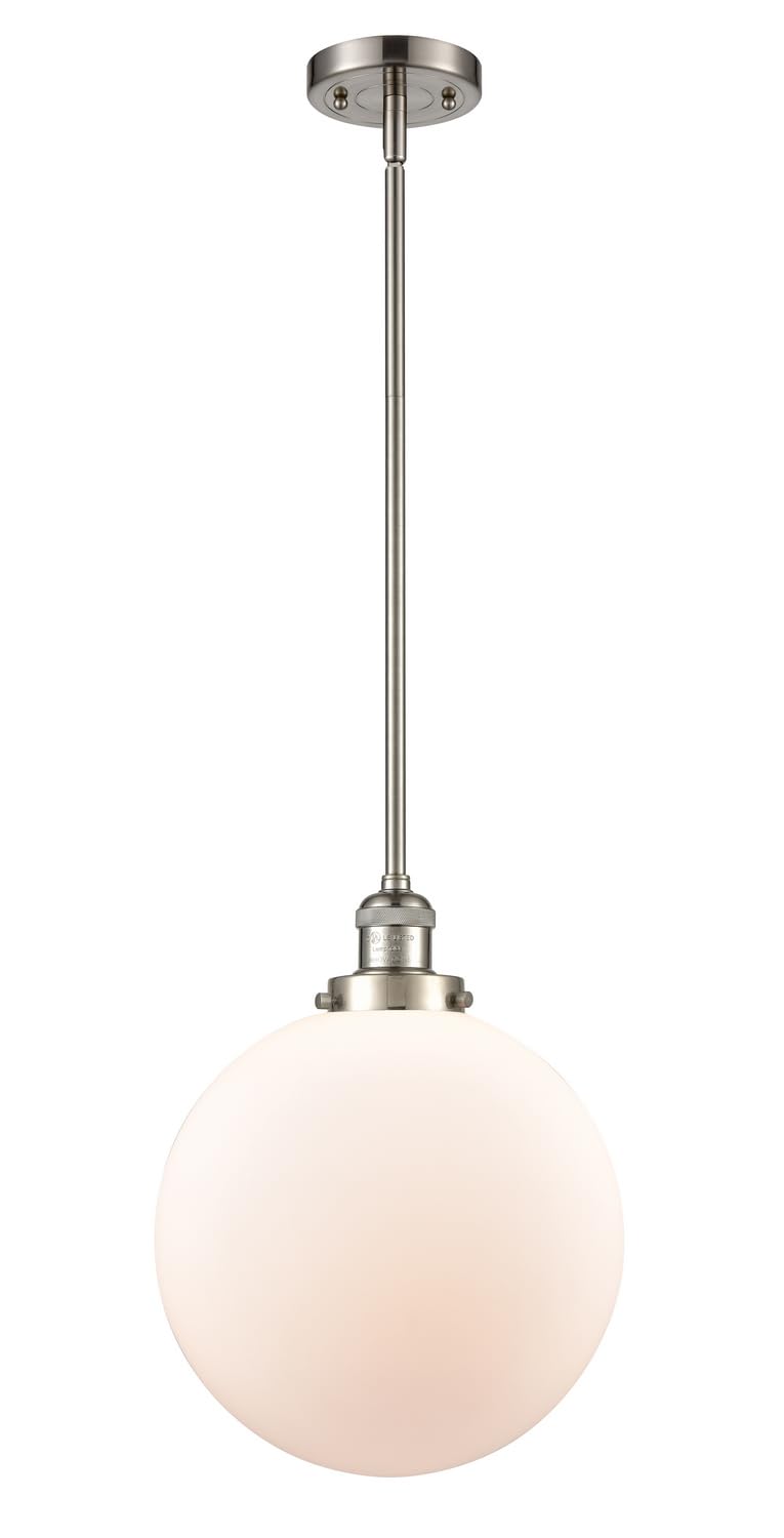 201S-SN-G201-12-LED Bare Bulb 1 Light Cord Set in Brushed Satin Nickel Finish - Vintage Edison Style Pendant Lighting for Kitchen Island, Dining Room, or Cafe Decor