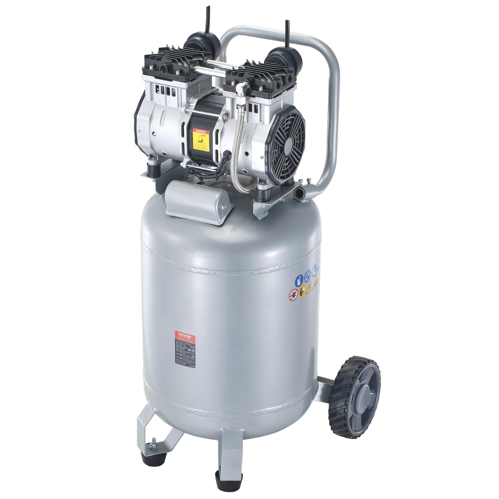 VEVOR 13 Gallon Air Compressor - 2HP Oil-Free 4.6 SCFM@90PSI with 125PSI Max Pressure, 66dB Ultra Quiet 120V Electric Air Compressor for Auto Repair, Spray Painting, Woodworking, Nailing & DIY Projects - Perfect for Home Garage, Workshop and Construction Sites