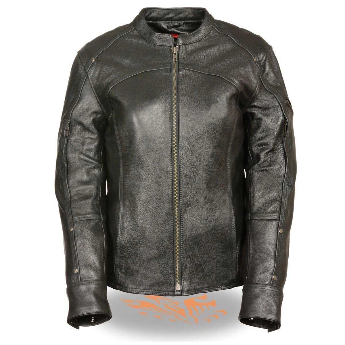 Milwaukee Leather SH1924 Women's Black 3/4 Length Vented Motorcycle Jacket - Breathable Biker Jacket for Riding & Casual Wear