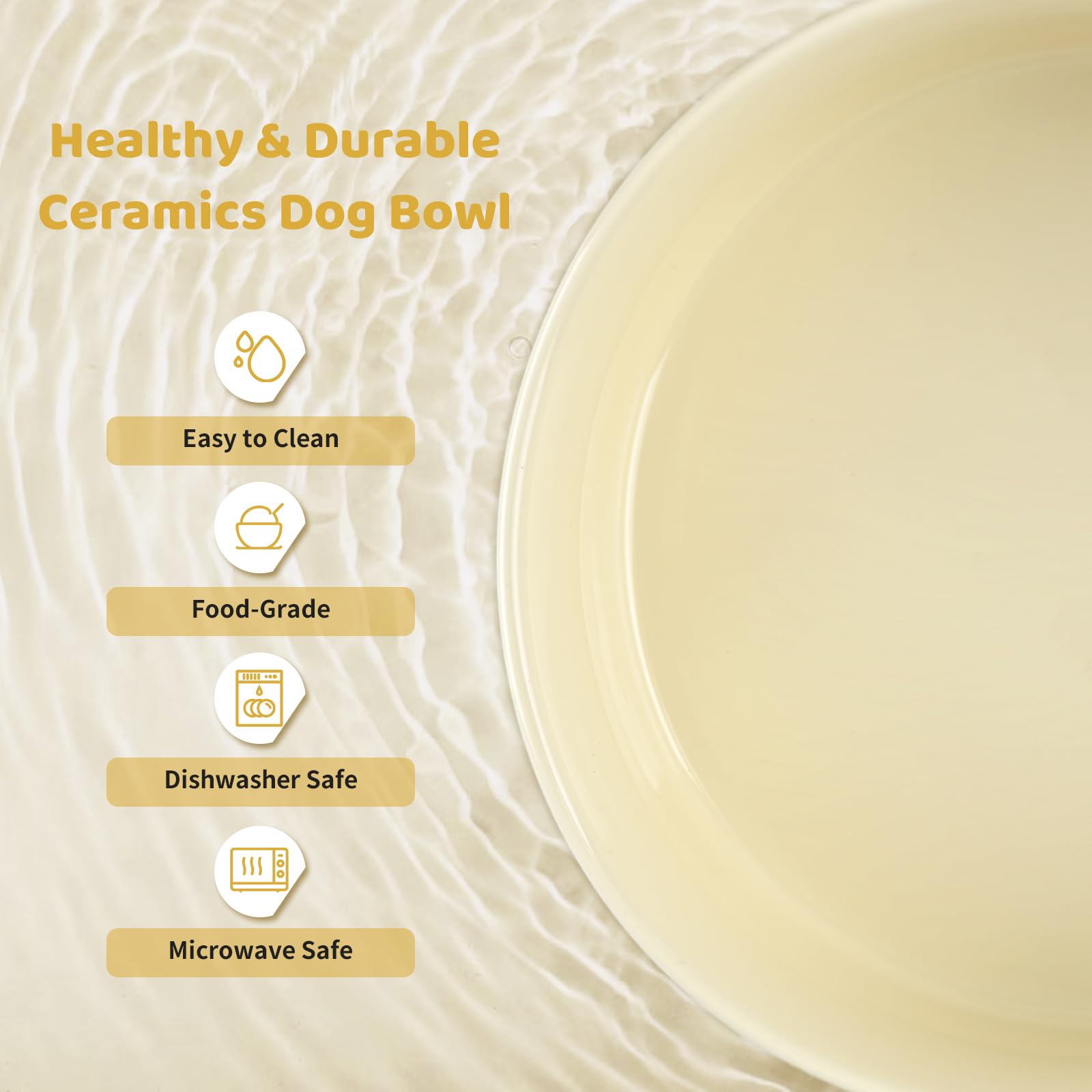 SPUNKYJUNKY Elevated Dog Bowls with Wooden Stand - 28.7oz Ceramic Raised Pet Food & Water Bowls for Small to Medium Dogs (Cream White) - Perfect for Dining Areas, Kitchens & Pet Feeding Stations