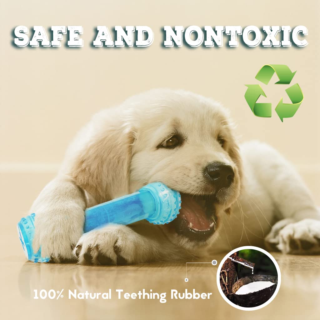 Natural Teething Rubber Chew Toys for Puppies - 2-Pack Freezable Cooling Canine Toys for Teeth Cleaning & Oral Health, Ideal for Small & Medium Dogs - Perfect for Home, Travel, and Outdoor Use