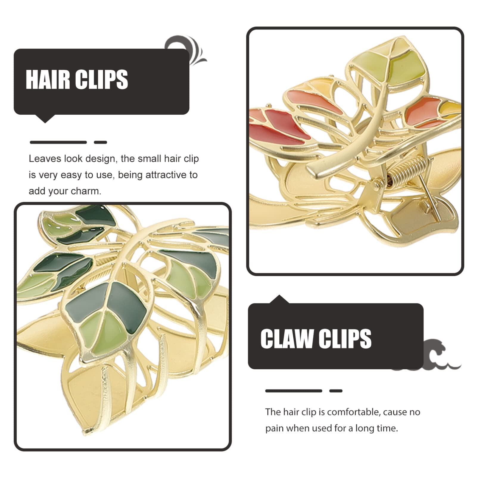 EXCLUZO 3-Piece Large Hair Claw Clips with Leaf Design - Strong Hold Hair Jaw Clips for Women & Girls - Perfect for Updos, Ponytails & Everyday Hairstyles