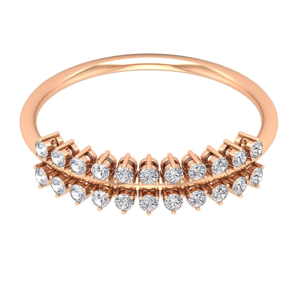 1/2 CT Moissanite Half Eternity Ring for Women - 14K Solid Gold Minimalist Wedding Band, Dainty Stackable Ring for Anniversary, Engagement, or Everyday Elegance