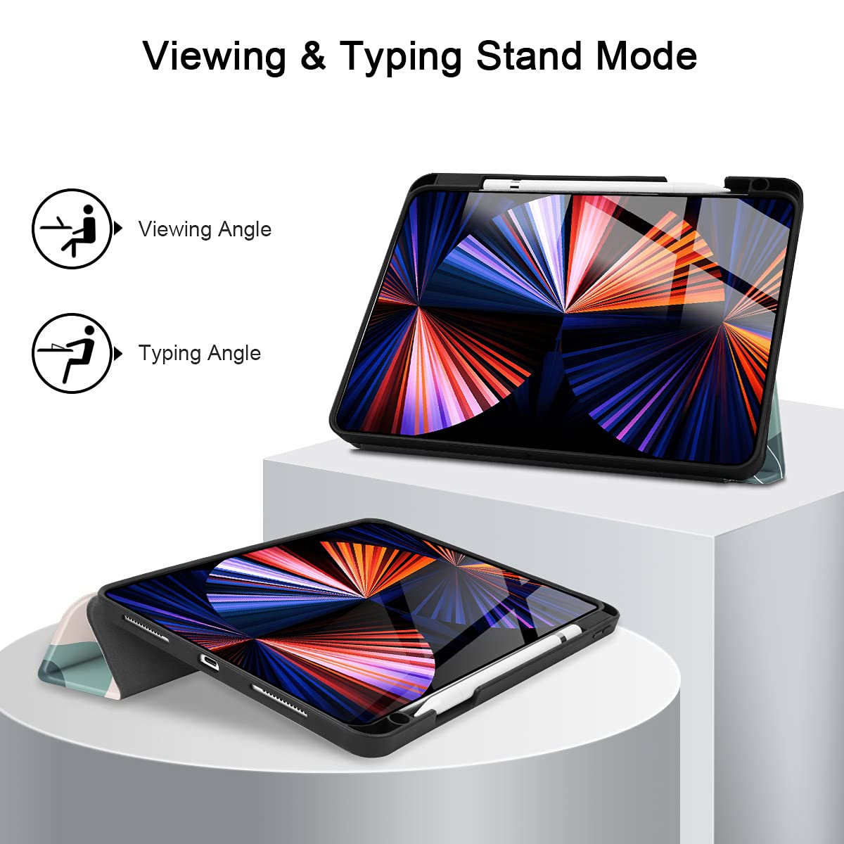 iPad Pro 11 Case (2020-2022 Models) - Magnetic Smart Cover with Soft TPU Back & Trifold Stand | Supports Apple Pencil 2 Charging | Auto Wake/Sleep | Abstract Leaves Design - Perfect for Work, Travel & Home Use
