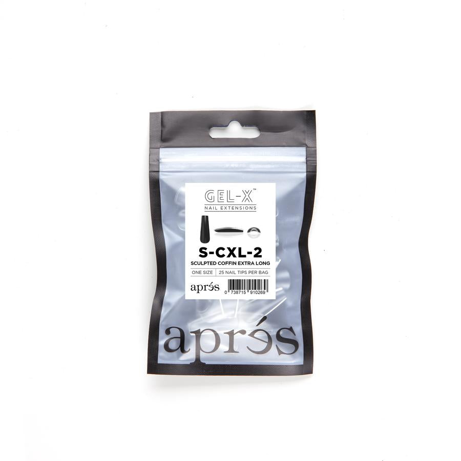 Apres Gel X Sculpted Coffin Extra Long Refill Tips - Size #0 & #9 - Perfect for Nail Extensions & Salon Professionals