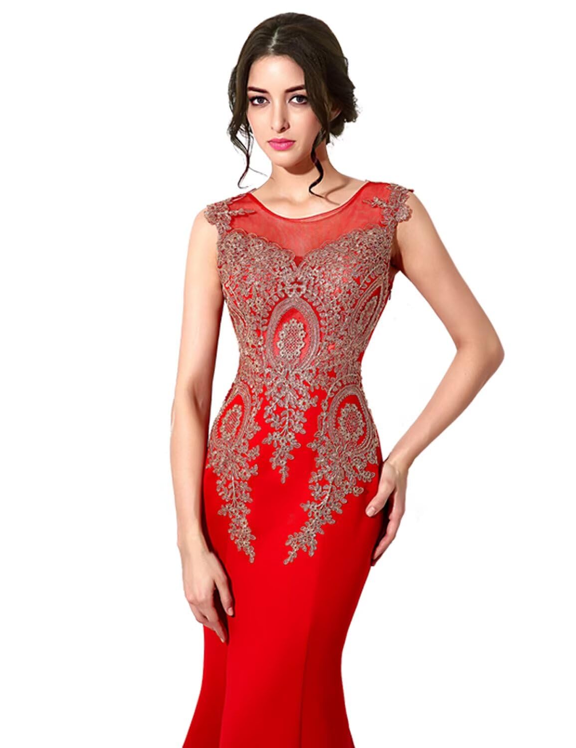 Elegant Satin Women's Evening Gowns - Sleeveless Crew Neck Formal Dress with Applique Details for Wedding, Prom & Special Occasions | Sexy Ball Gown Long Dress for Parties & Black Tie Events