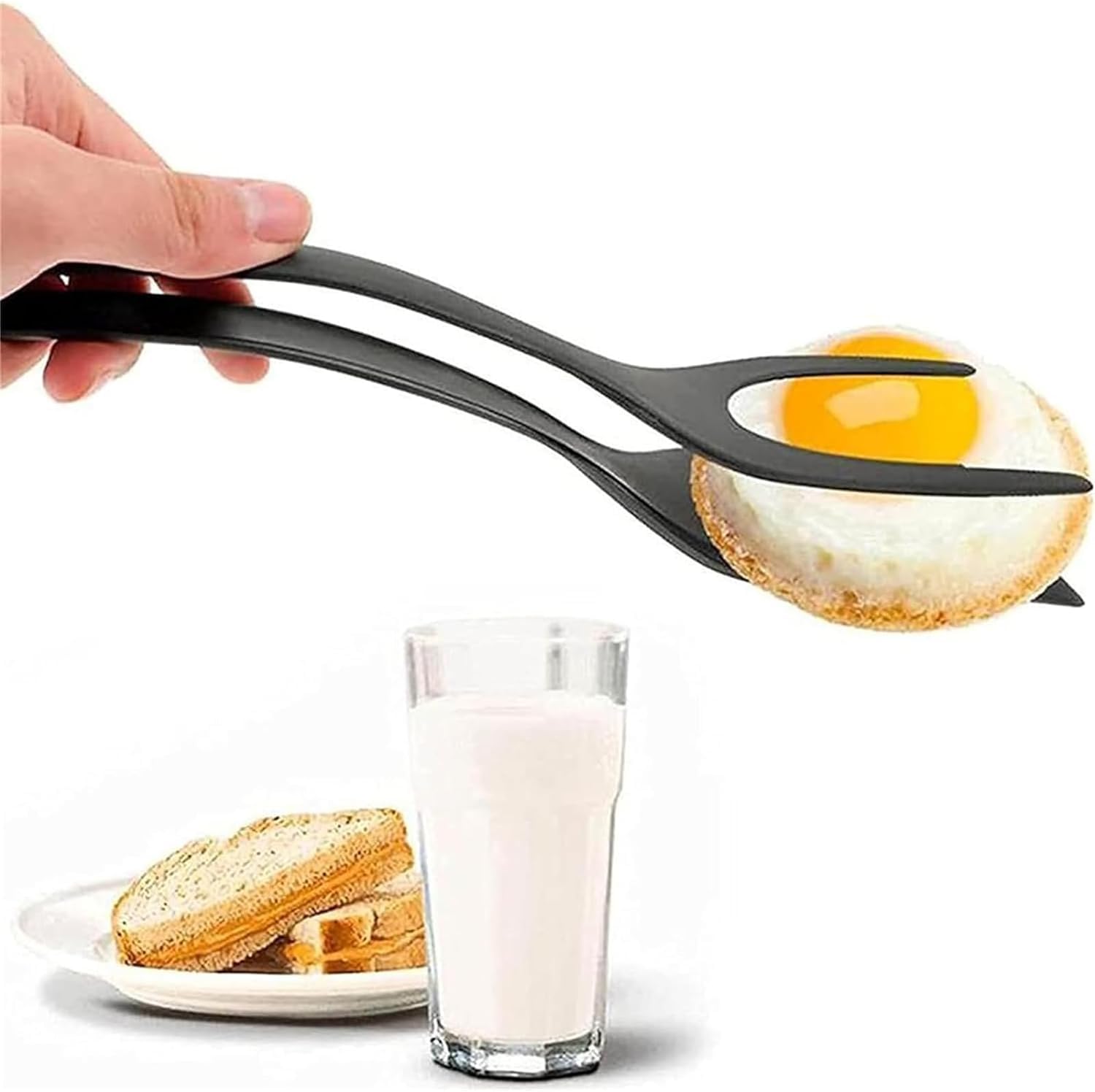 2-in-1 Silicone Non-Stick Kitchen Spatula Tongs - Perfect for Flipping Pancakes, Eggs, Fish & French Toast - Red Cooking Utensil for Home & Restaurant Use
