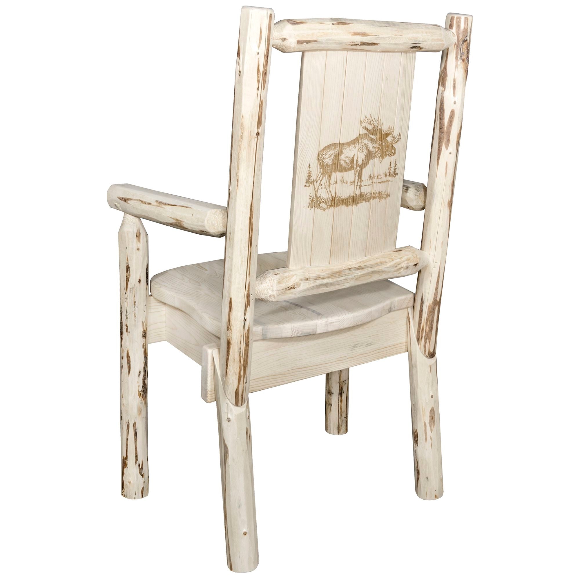 Montana Captain's Chair with Laser Engraved Design - Durable Wooden Office Chair for Home & Office - Perfect for Executive Desks, Gaming Setups & Study Rooms