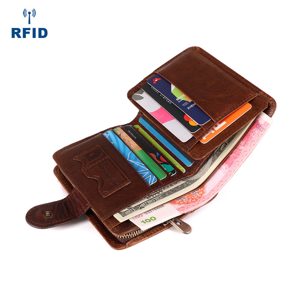RFID Blocking Bifold Wallet for Men - Slim Leather Credit Card Holder with Money Clip - Perfect for Travel, Business & Everyday Use