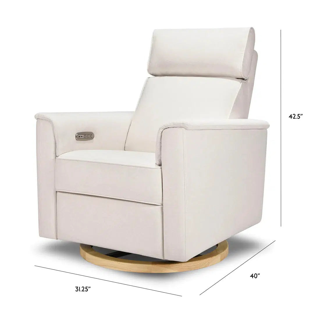 Monogram by Namesake Willa Power Recliner with Adjustable Headrest - Performance Cream Eco Weave Fabric & Wood Base - Exclusive Modern Living Room Chair for Home Theater & Relaxation