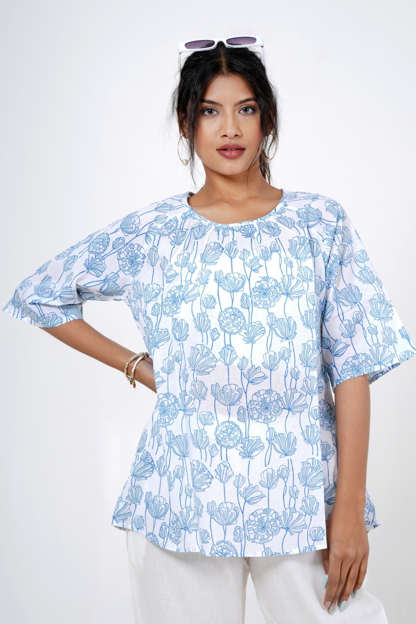 Lavish Lily Hand Block Printed Cotton Top for Women | Boho Chic Blouse | Perfect for Summer, Festivals & Casual Outings