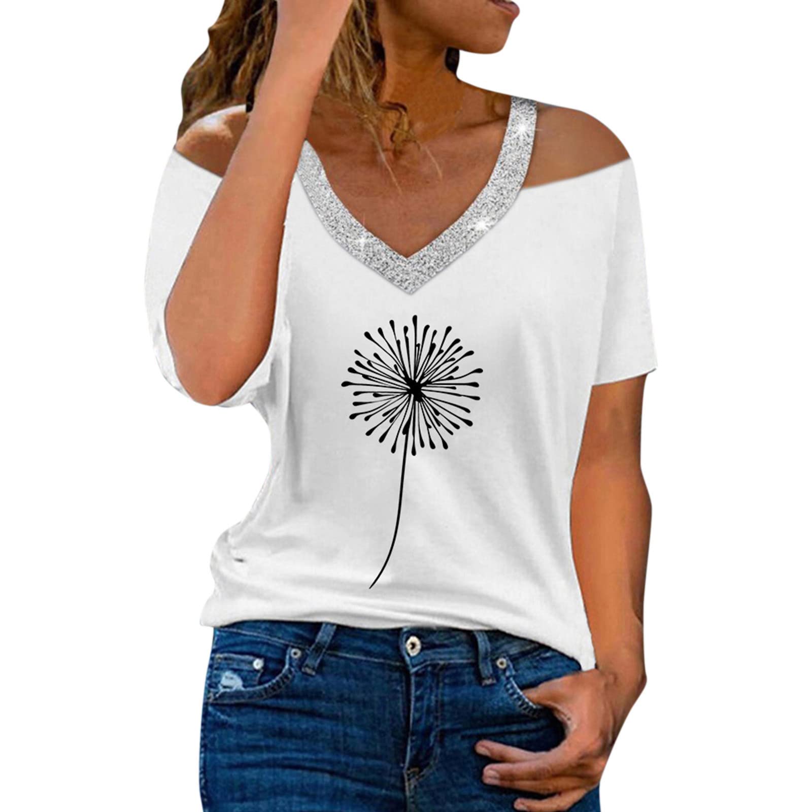Women's Summer Tops - Short Sleeve V-Neck Twist Front Loose Fit Dolman Blouse | Casual & Dressy Sexy T-Shirt for Women | Perfect for Office, Date Night & Summer Outings