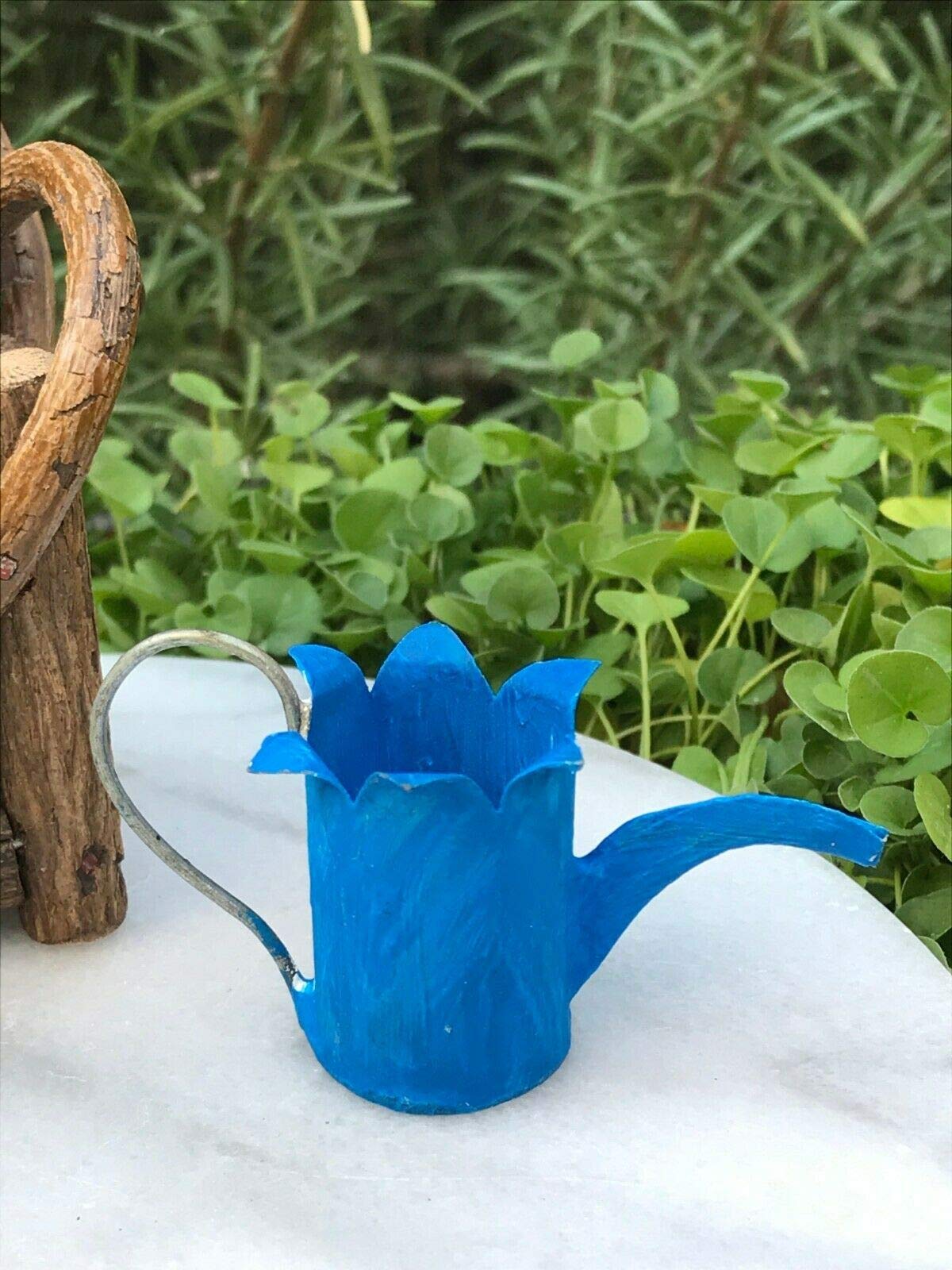 Miniature Fairy Garden Decor - Tiny Bluebell Flower Watering Can for Dollhouse & Fairy Gardens | Perfect for DIY Fairy Gardens, Terrariums & Miniature Landscapes