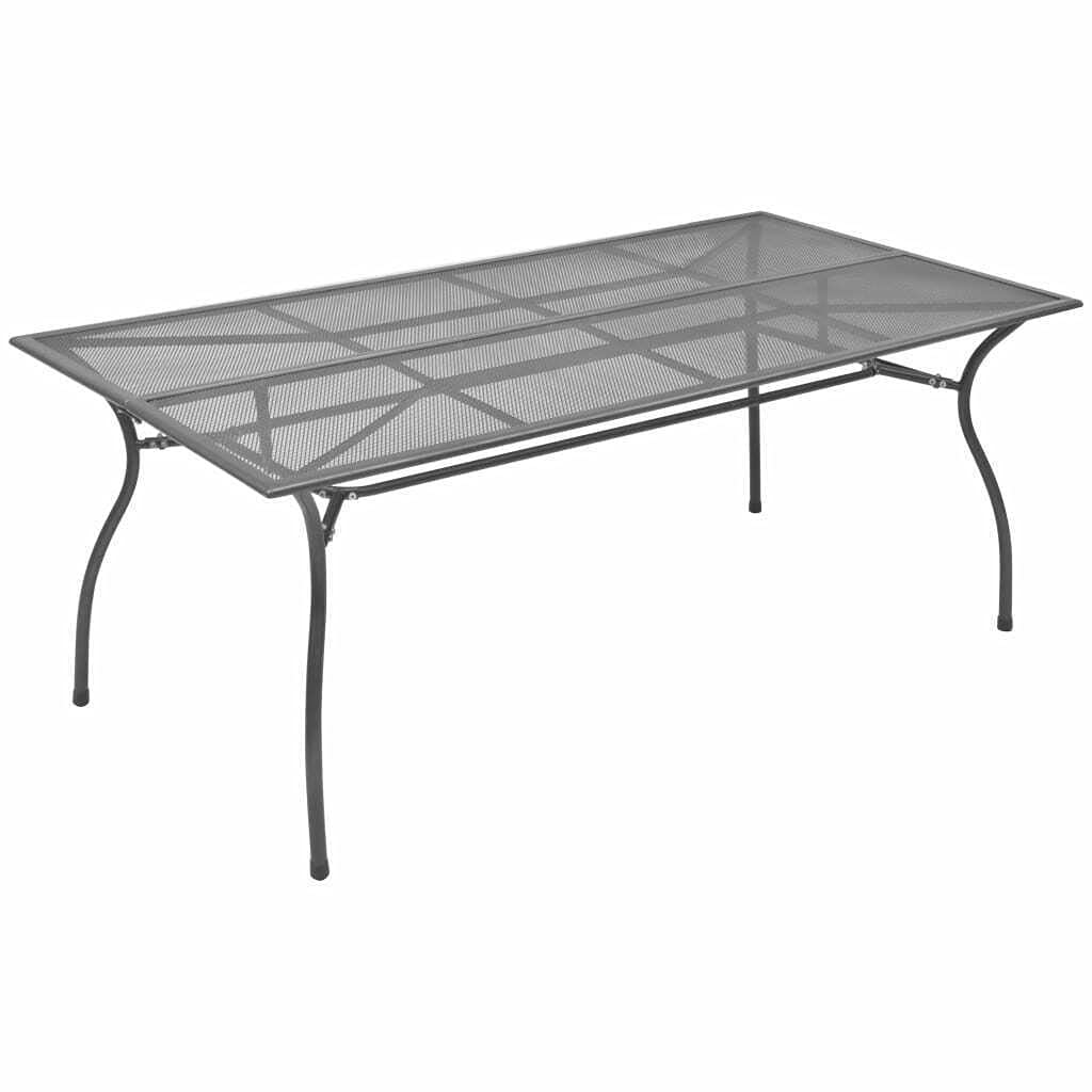 Premium Anthracite Steel Mesh Outdoor Patio Dining Table - Weather-Resistant Garden Furniture for Backyard, Poolside & BBQ Gatherings