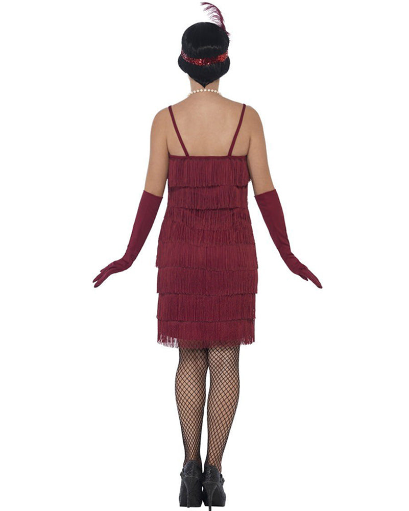 Vintage 1920s Burgundy Red Flapper Dress for Women - Roaring 20s Gatsby Party Costume, Halloween Outfit & Themed Party Dress