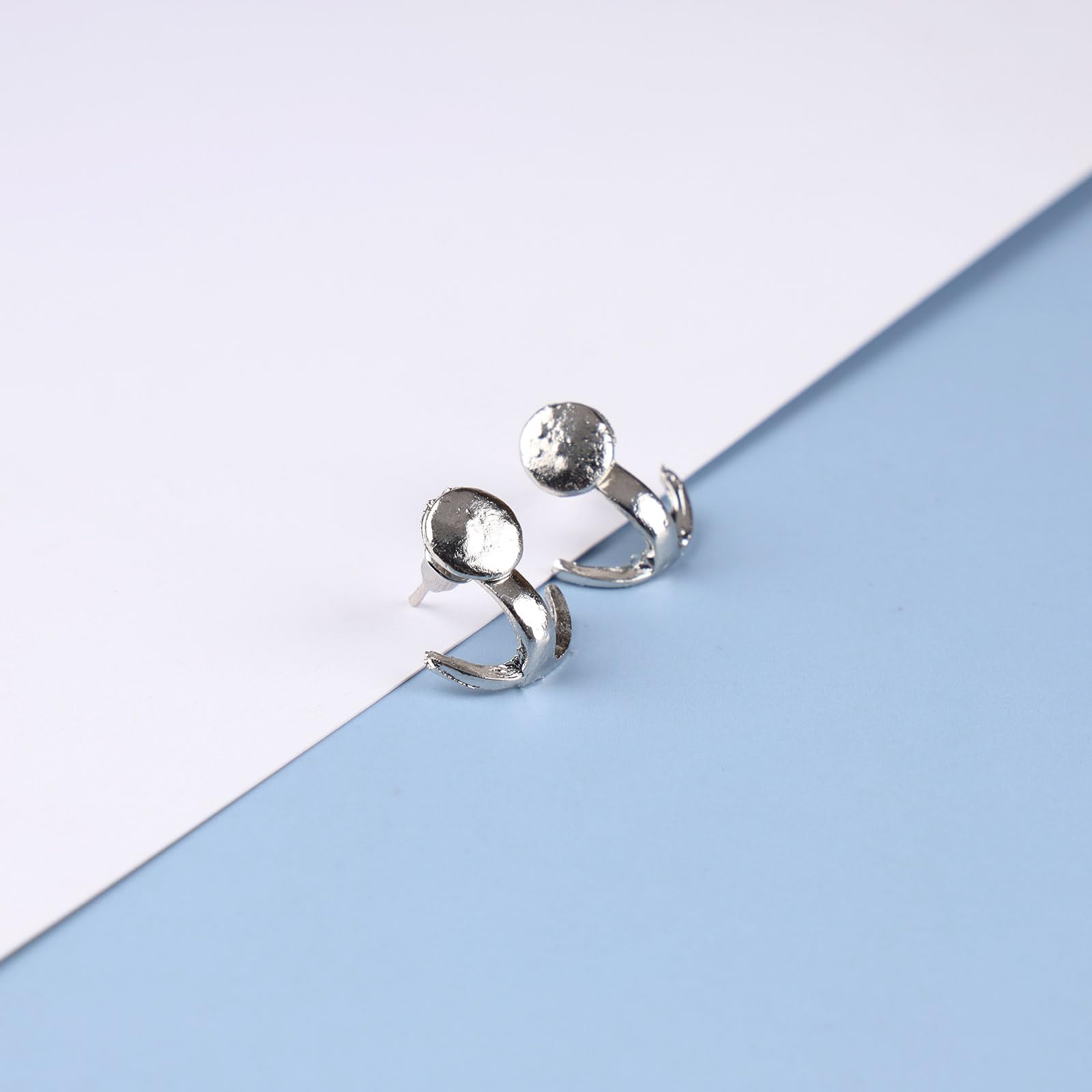 Boho Moon Ear Jackets for Women - Crescent Moon & Sun Double Sided Stud Earrings - Minimalist Silver Jewelry for Girls & Teens - Perfect for Everyday Wear, Date Nights & Festival Outfits