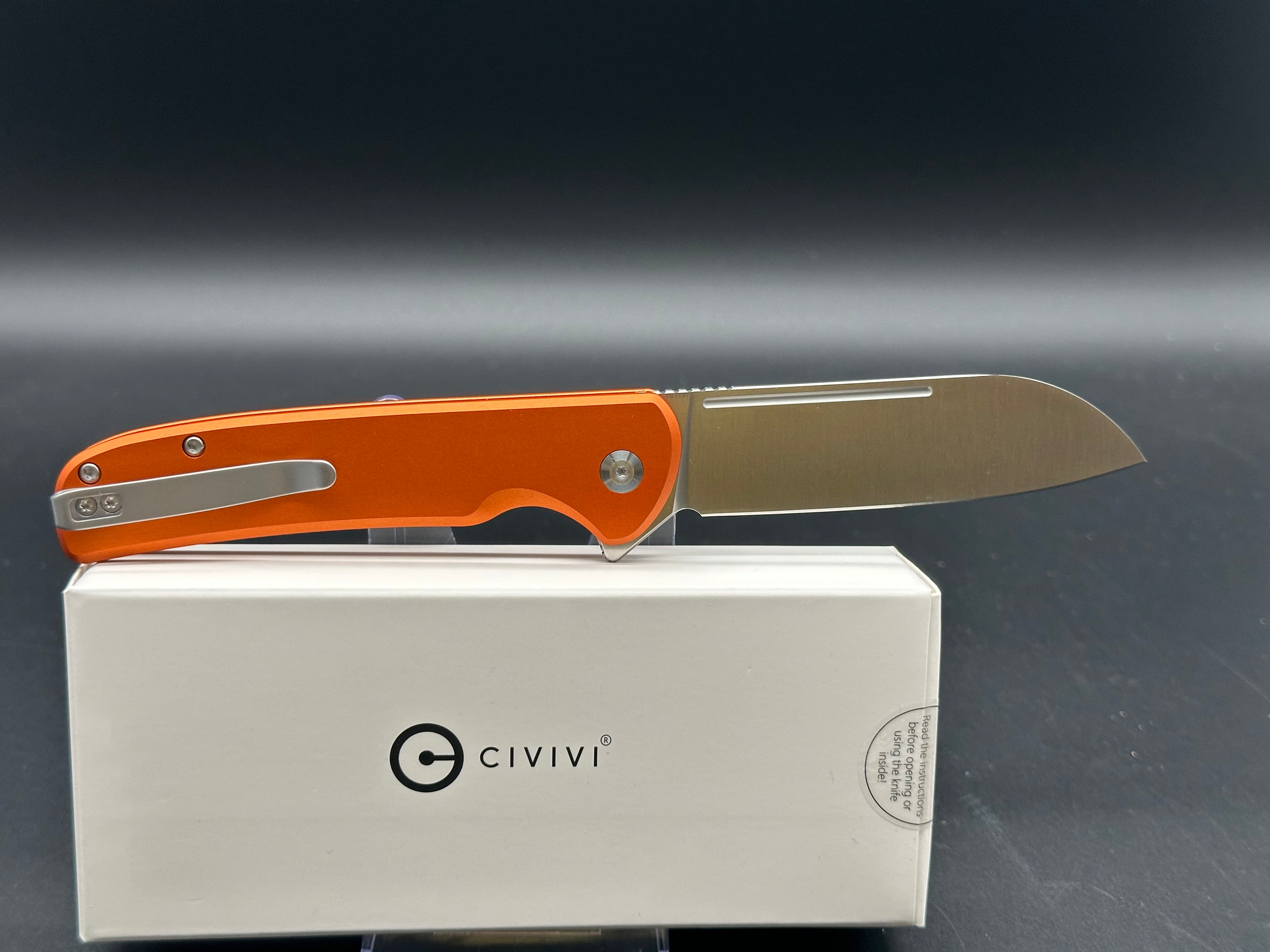 CIVIVI CHEVALIER II Folding Knife - Orange Aluminum Handle, 14C28N Stainless Steel Blade - EDC, Outdoor, Camping, Survival Gear