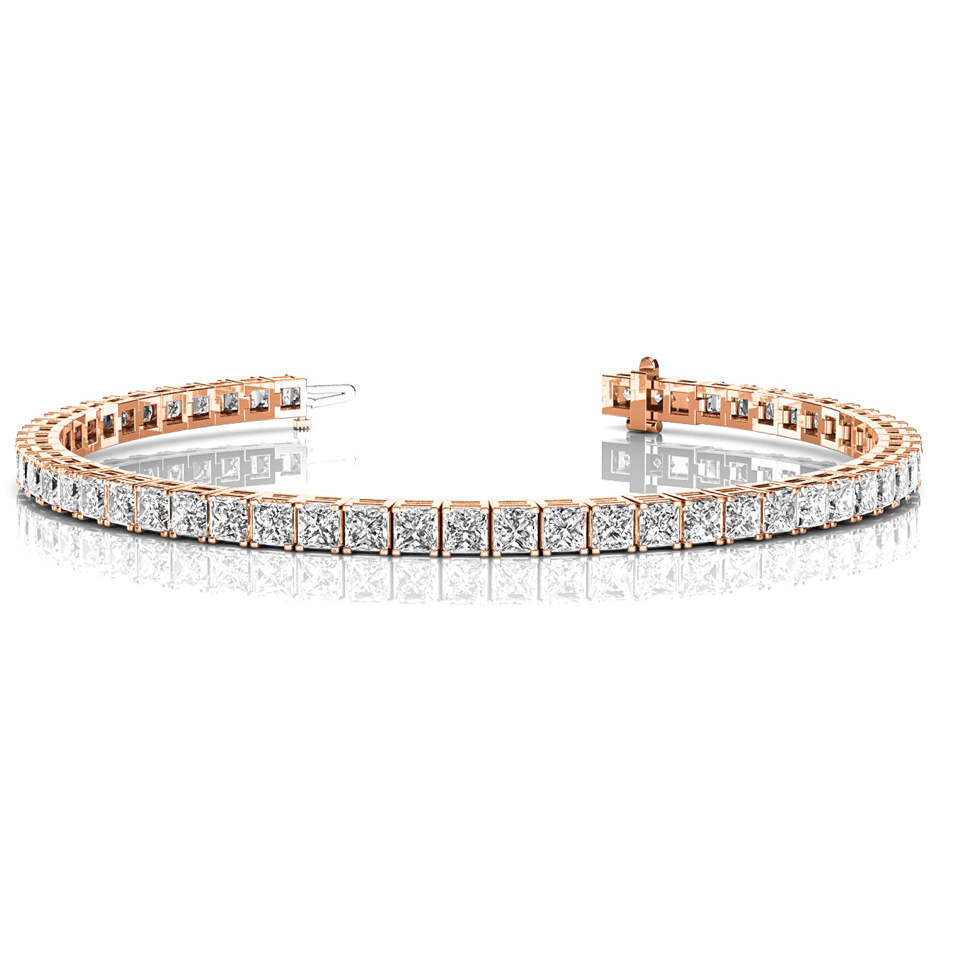 10.0 Carat Princess Cut Diamond Tennis Bracelet with Modern Square Prongs - Elegant Jewelry for Weddings, Parties & Special Occasions