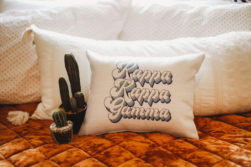 Kappa Kappa Gamma Sorority Throw Pillow - 12x16 Inch Retro Greek Letter Lumbar Pillow for Dorm, Bedroom & College Decor