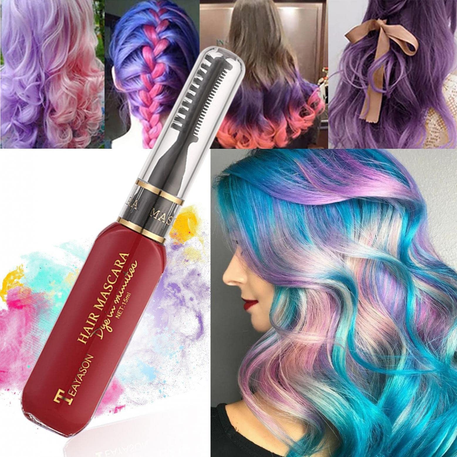 **ZITIANY Temporary Hair Mascara & Color Chalk - Wine Red | Professional Hair Dye for Girls & Kids | Non-Permanent, Easy Wash Out | Perfect for Parties, Halloween & Cosplay**