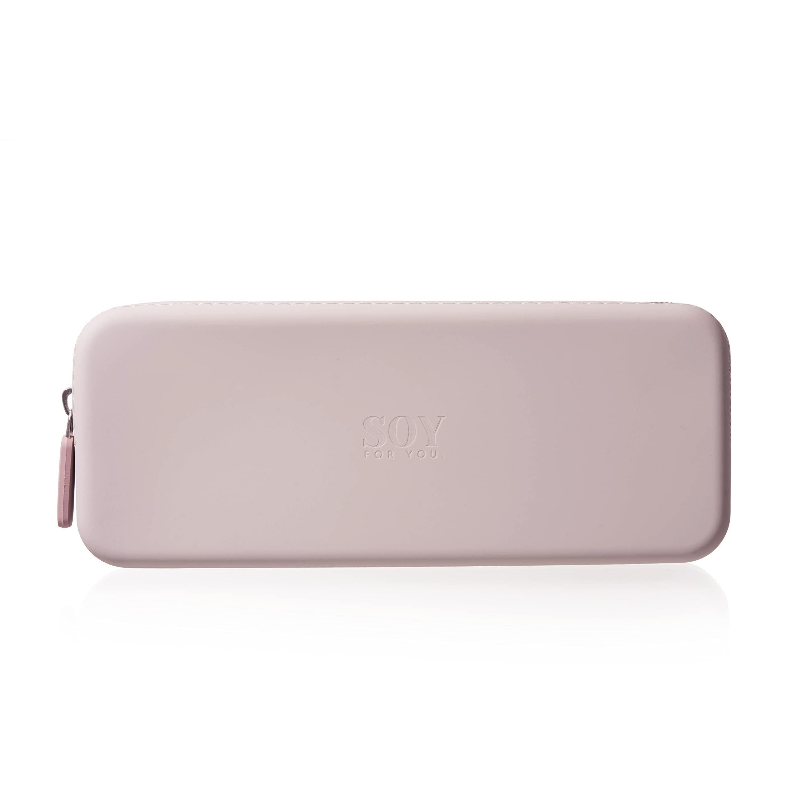 Trendy Silicone Travel Makeup Bag - Waterproof Cosmetic Organizer for Brushes & Makeup Tools, Portable Washable Brush Pouch Holder, Dusty Pink - Perfect for Travel, Gym & Daily Makeup Storage