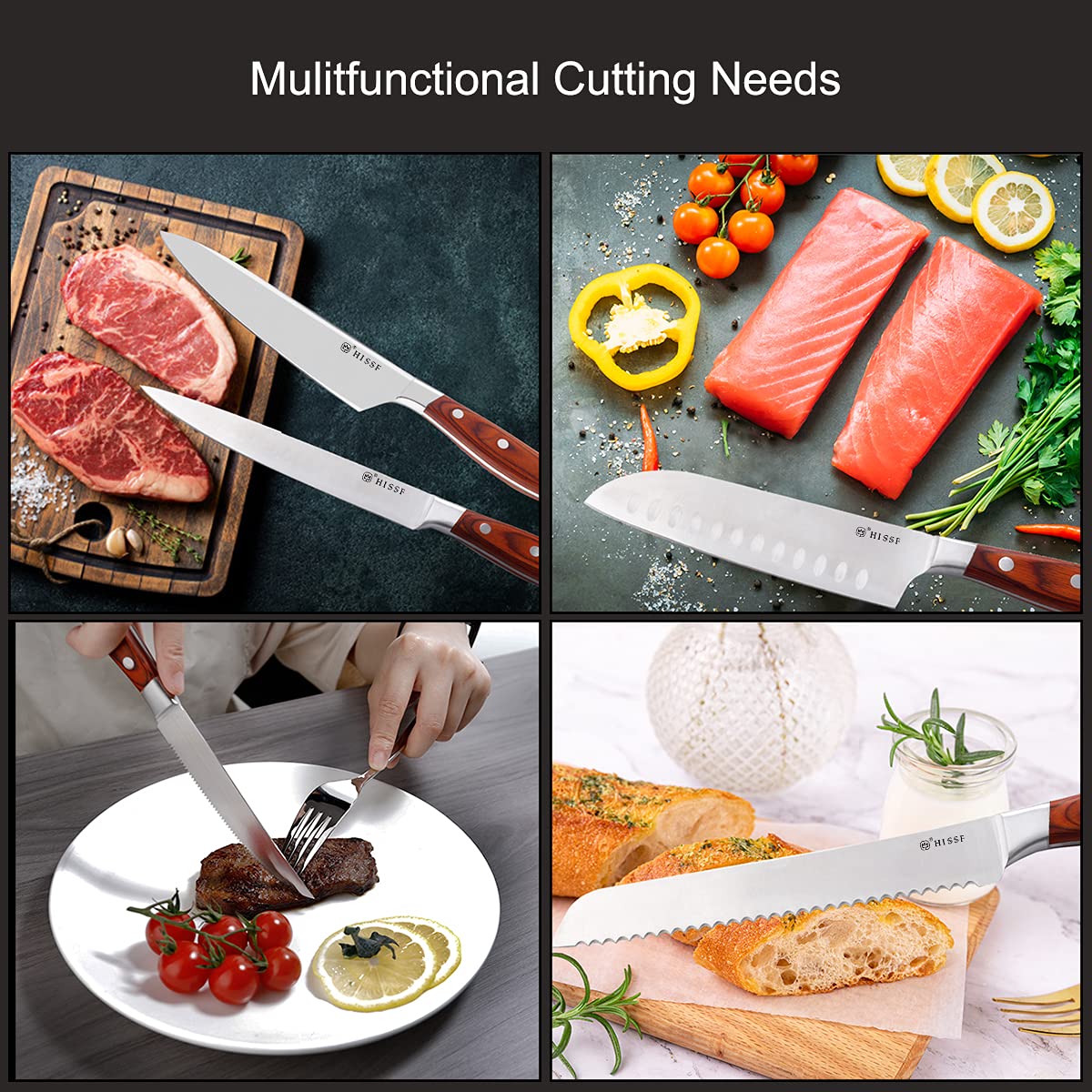 18-Piece German High Carbon Stainless Steel Kitchen Knife Set with Wooden Block - Full Tang Triple Rivet Chef Knives for Professional Cooking & Home Use - Perfect Gift for Chefs & Cooking Enthusiasts