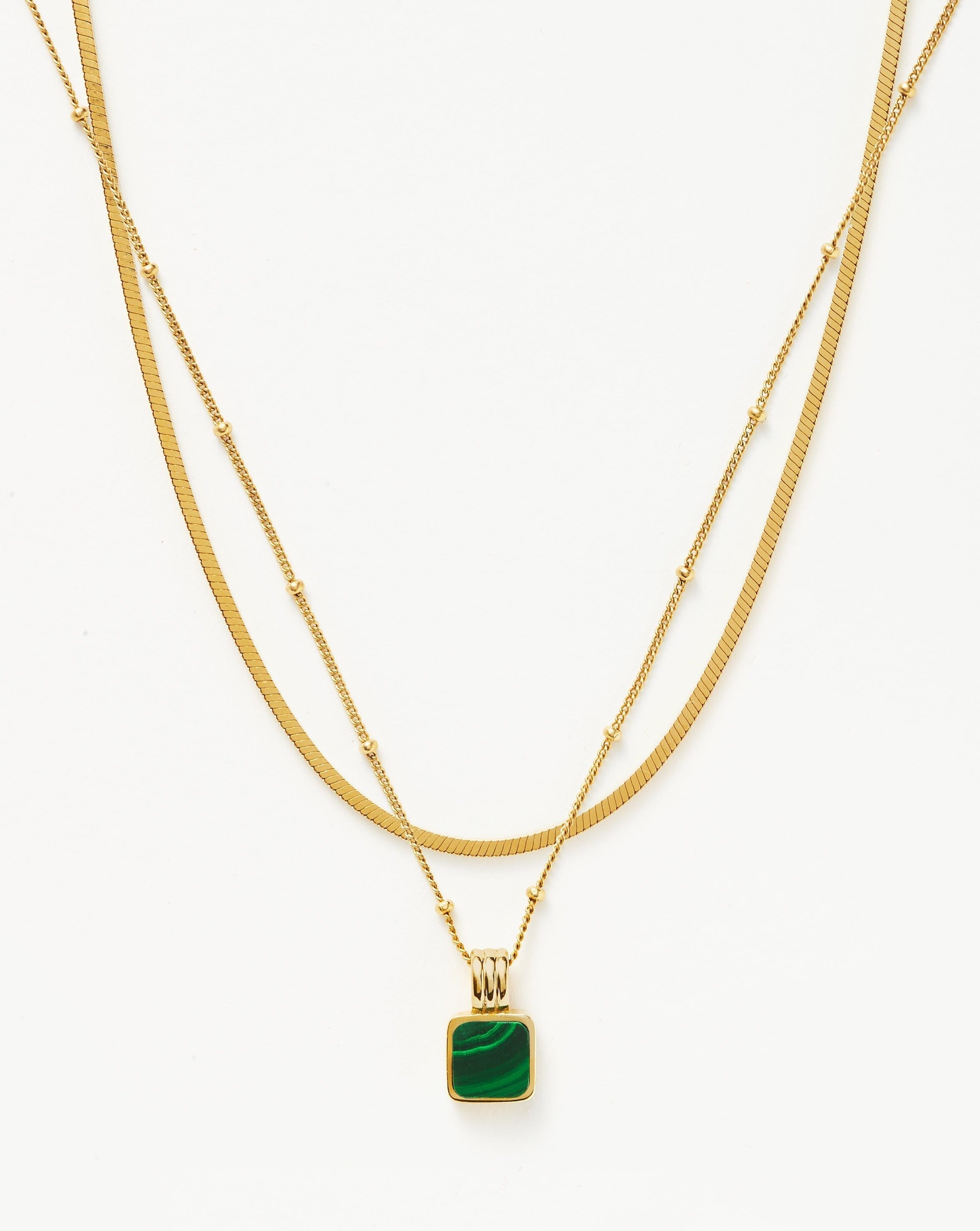 Lucy Williams Malachite Necklace Set - 18K Gold Vermeil & Genuine Malachite Jewelry for Women | Elegant Gift for Birthday, Anniversary & Special Occasions