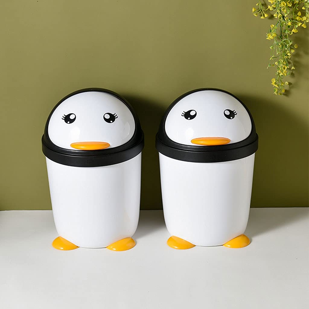 Cute Penguin Shaped Trash Can - 13 Gallon Large Capacity Indoor Garbage Bin for Kitchen, Bathroom, Living Room & Bedroom | Flip Top Lid, Odor Control, Space Saving Design | Perfect Home & Office Waste Storage Solution