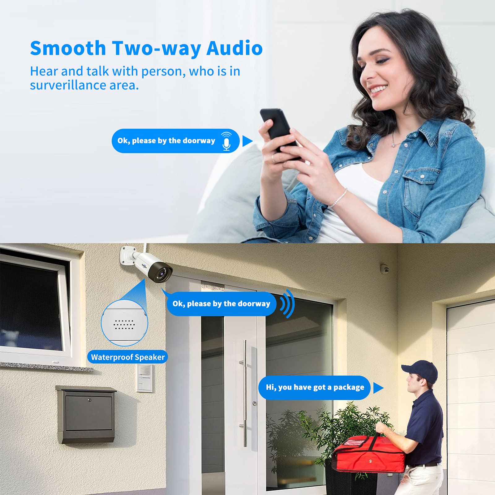 Hiseeu 5MP Outdoor Security Camera with 2-Way Audio, Waterproof WiFi IP Camera, Night Vision & Motion Detection, Remote Access for iOS/Android/PC - Ideal for Home Surveillance, Backyard Monitoring, and Business Security