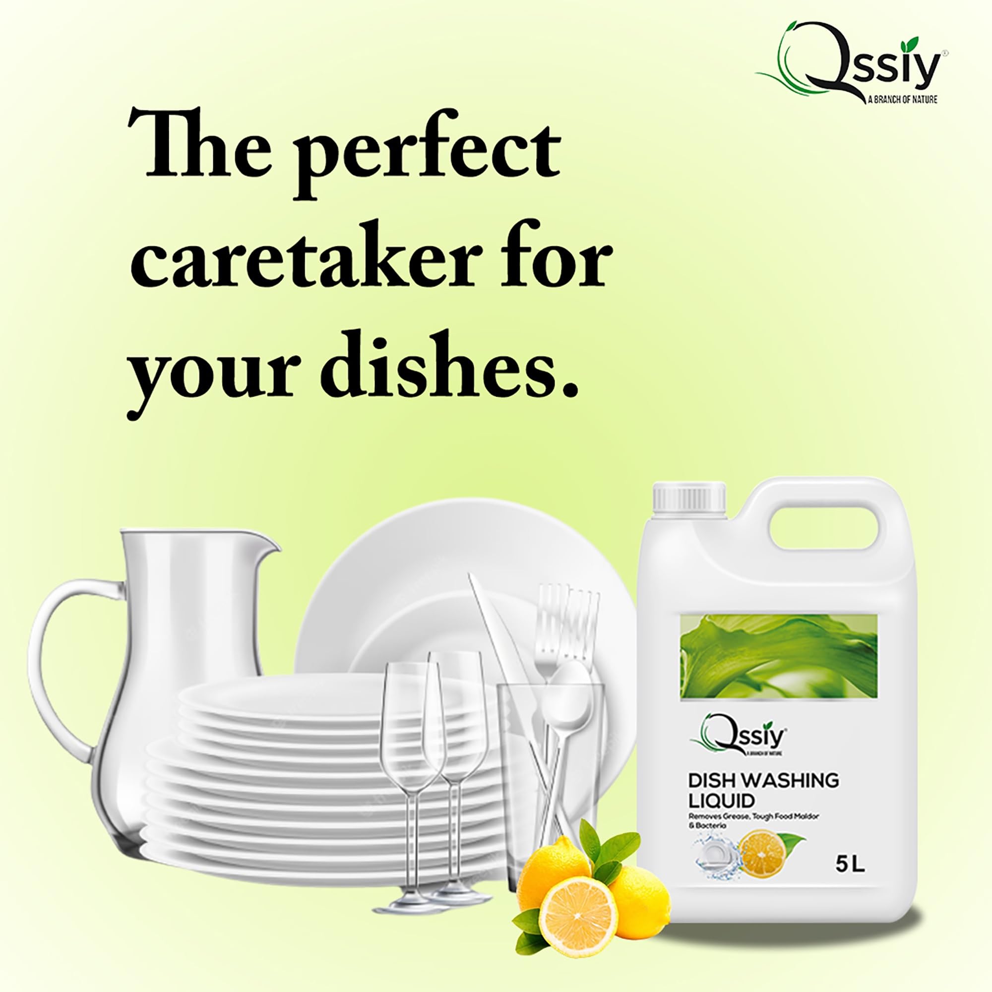 **Qssiy Green Apple Dishwashing Liquid Gel – 5 Litre (1.32 Gallon) – All-Purpose Dish Soap for Pots, Pans, Utensils & More – Safe for Hands & Dishwashers – Fresh Green Apple Scent – Ideal for Kitchens, Restaurants & Household Cleaning**