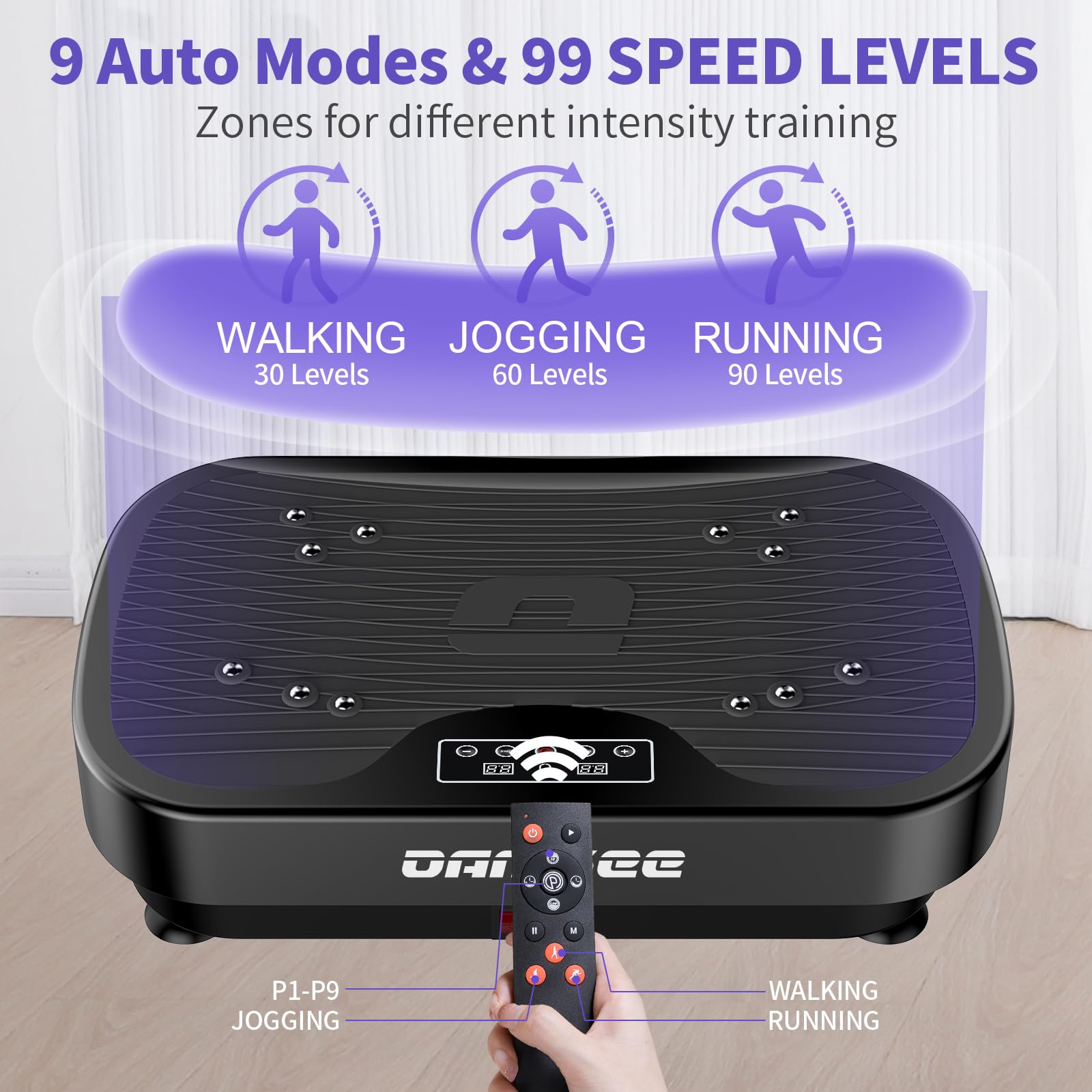 Vibration Plate Exercise Machine - 9 Modes Whole Body Workout Platform for Weight Loss, Toning & Lymphatic Drainage | Home Gym Equipment for Fitness & Wellness (Ideal for Home Use, Physical Therapy & Recovery)