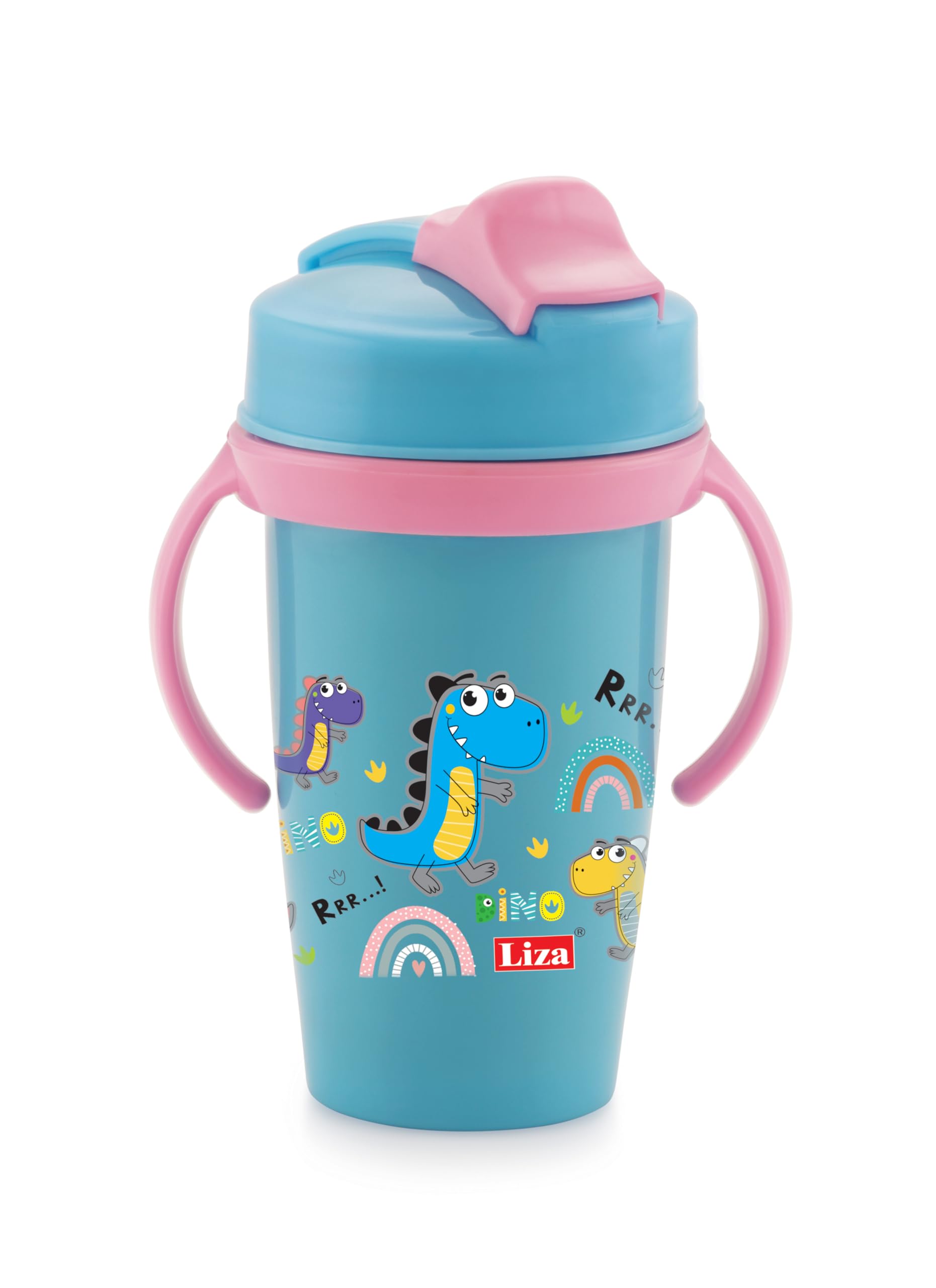 NABHYA Snoozy Stainless Steel Kids Water Bottle with Straw - BPA-Free, Leak-Proof, Cartoon Design Baby Sipper Cup with Dual Handles for School, Travel & Outdoor Activities (Blue)