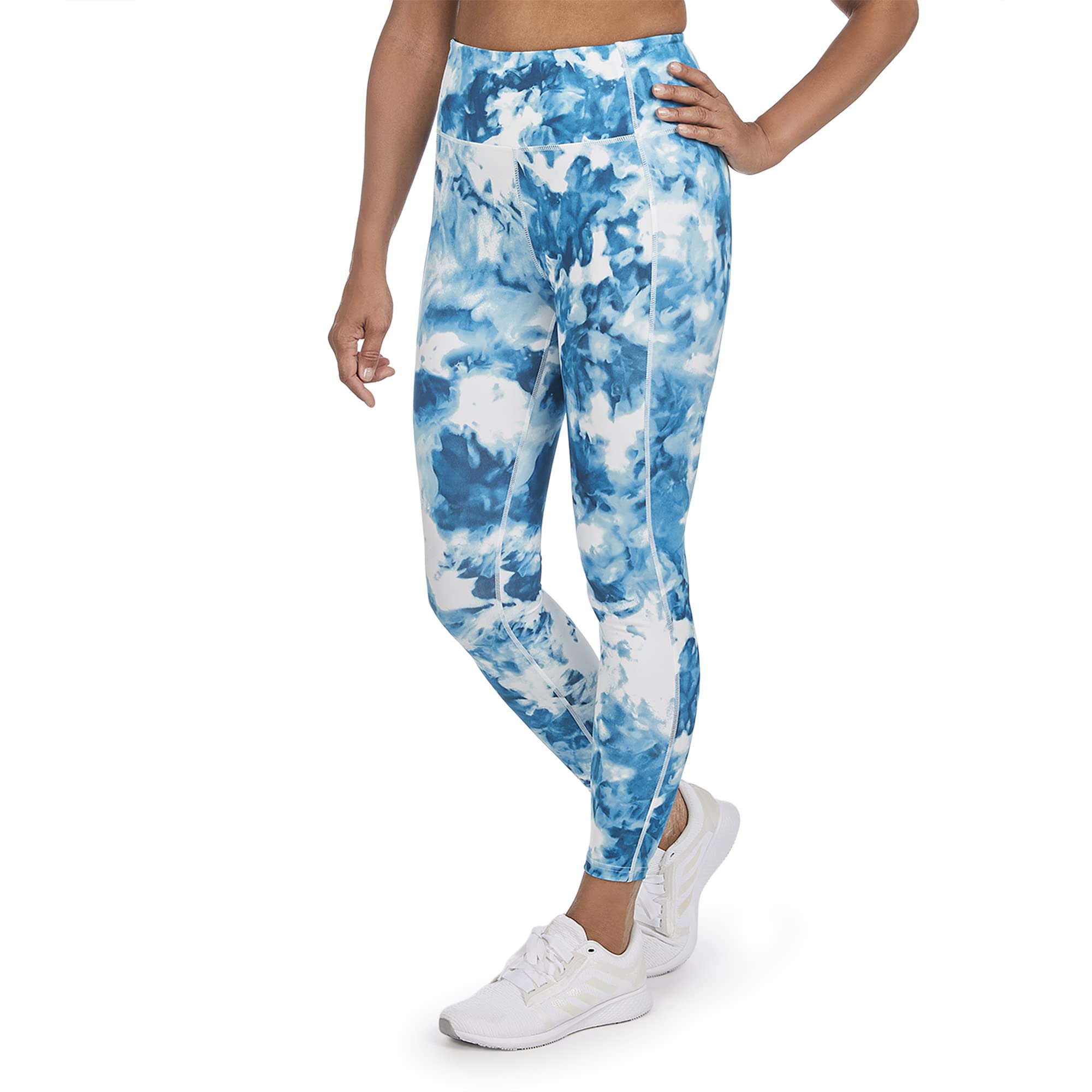 Danskin Women's Ice Dye Printed 7/8 Leggings - High Waist Yoga Pants for Workout, Running & Lounge Wear