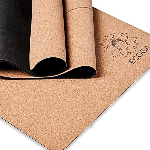 Premium Cork Yoga Mat with Alignment Marks - 5mm Thick Non-Slip Hot Yoga Mat with Natural Rubber Base - Eco-Friendly & Non-Toxic for Gym, Stretching & Home Workouts - Includes Free Yoga Mat Strap & Carry Bag - Perfect for Bikram, Vinyasa & Meditation Practices